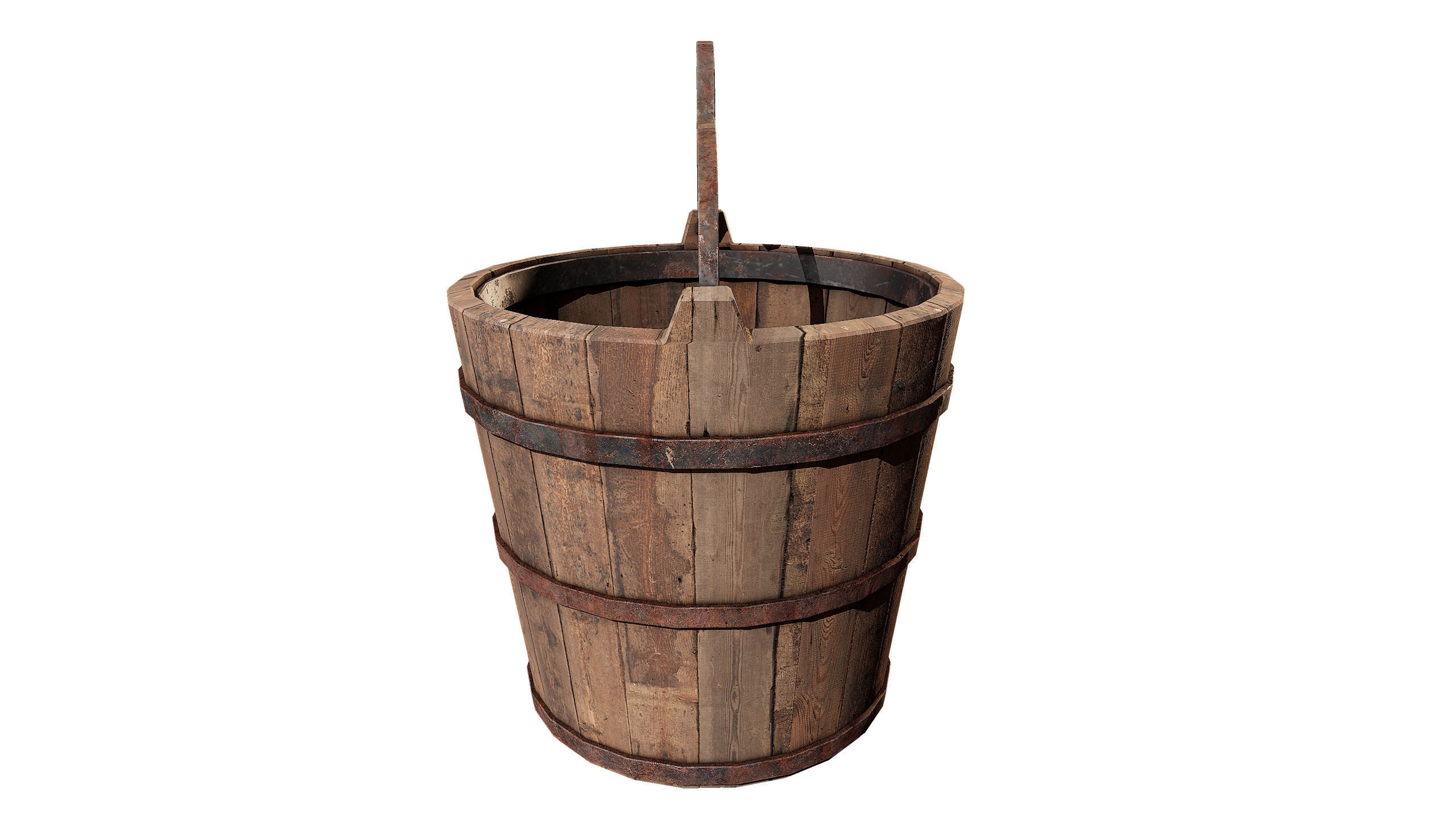 old wooden bucket Low-poly 3D model_6