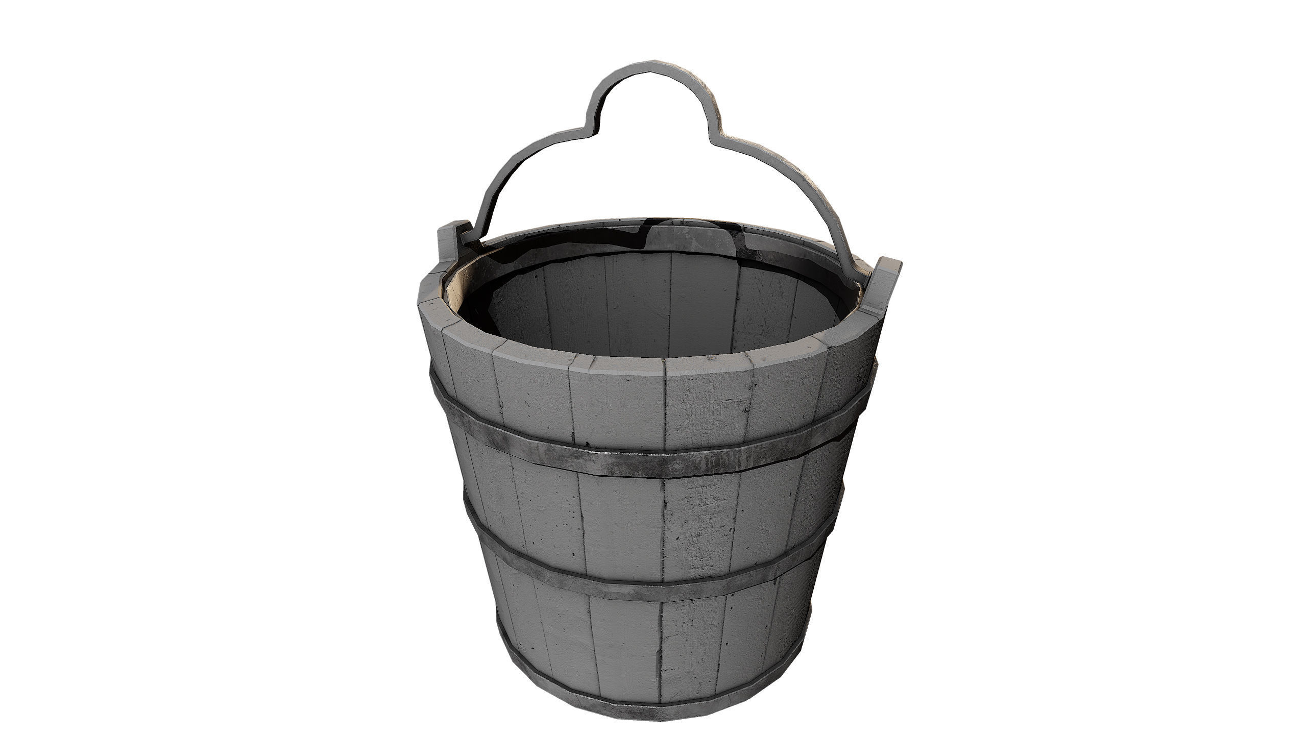 old wooden bucket Low-poly 3D model_4