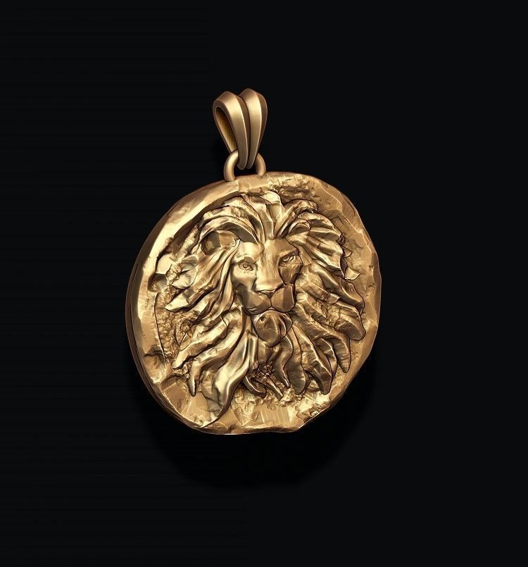 Ancient lion coin pendant 3D print model_1