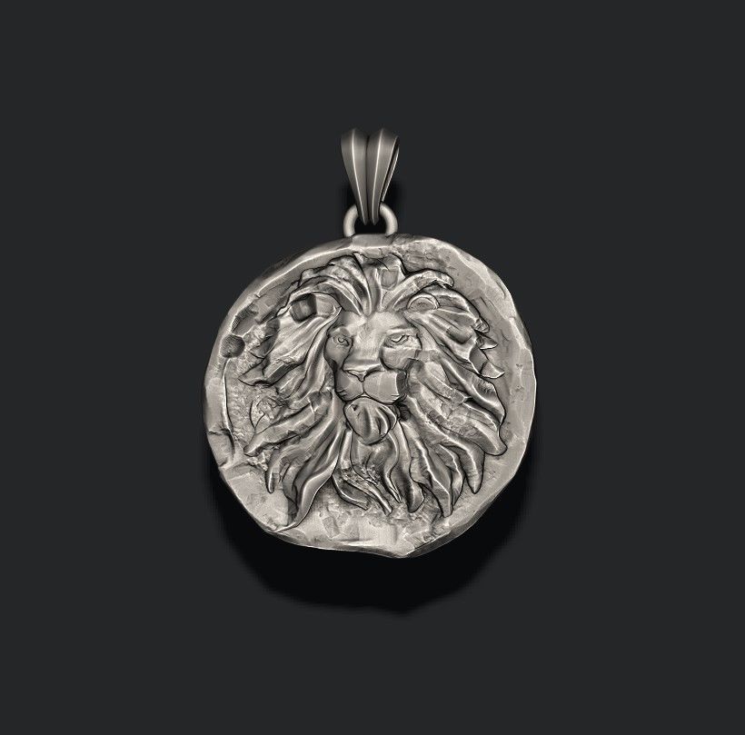 Ancient lion coin pendant 3D print model_6