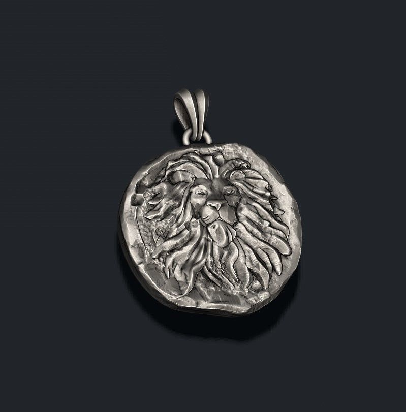 Ancient lion coin pendant 3D print model_7