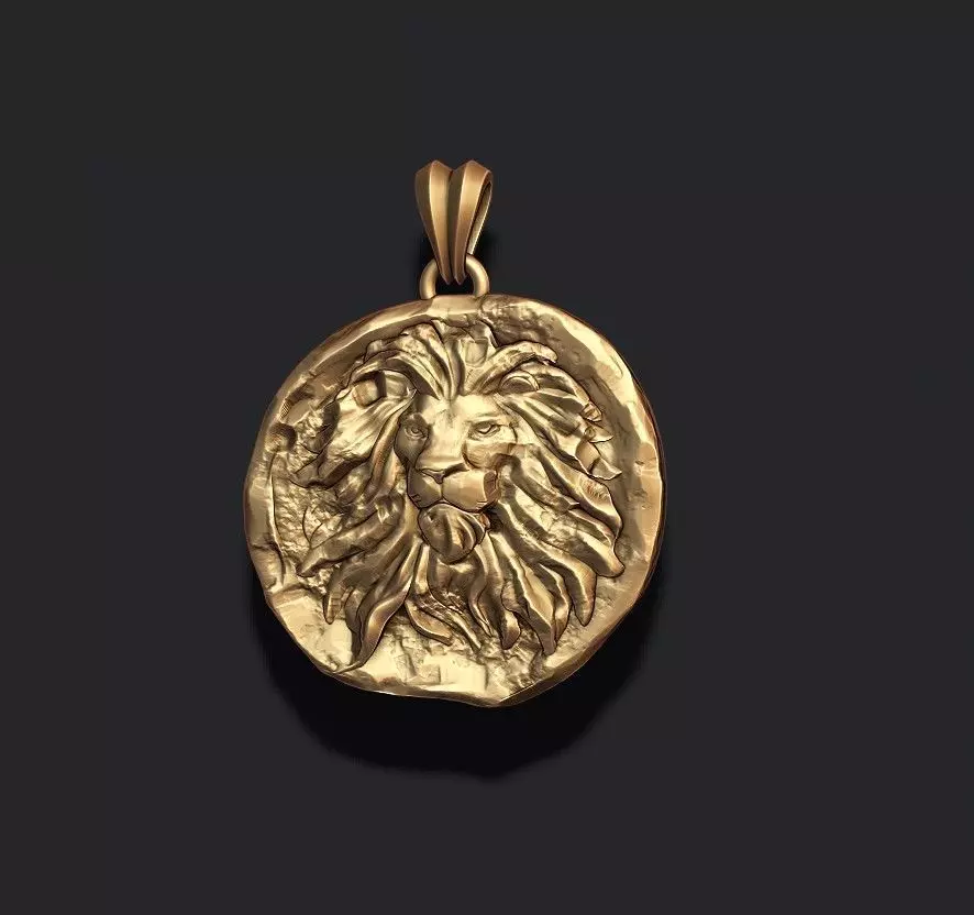 Ancient lion coin pendant 3D print model_0