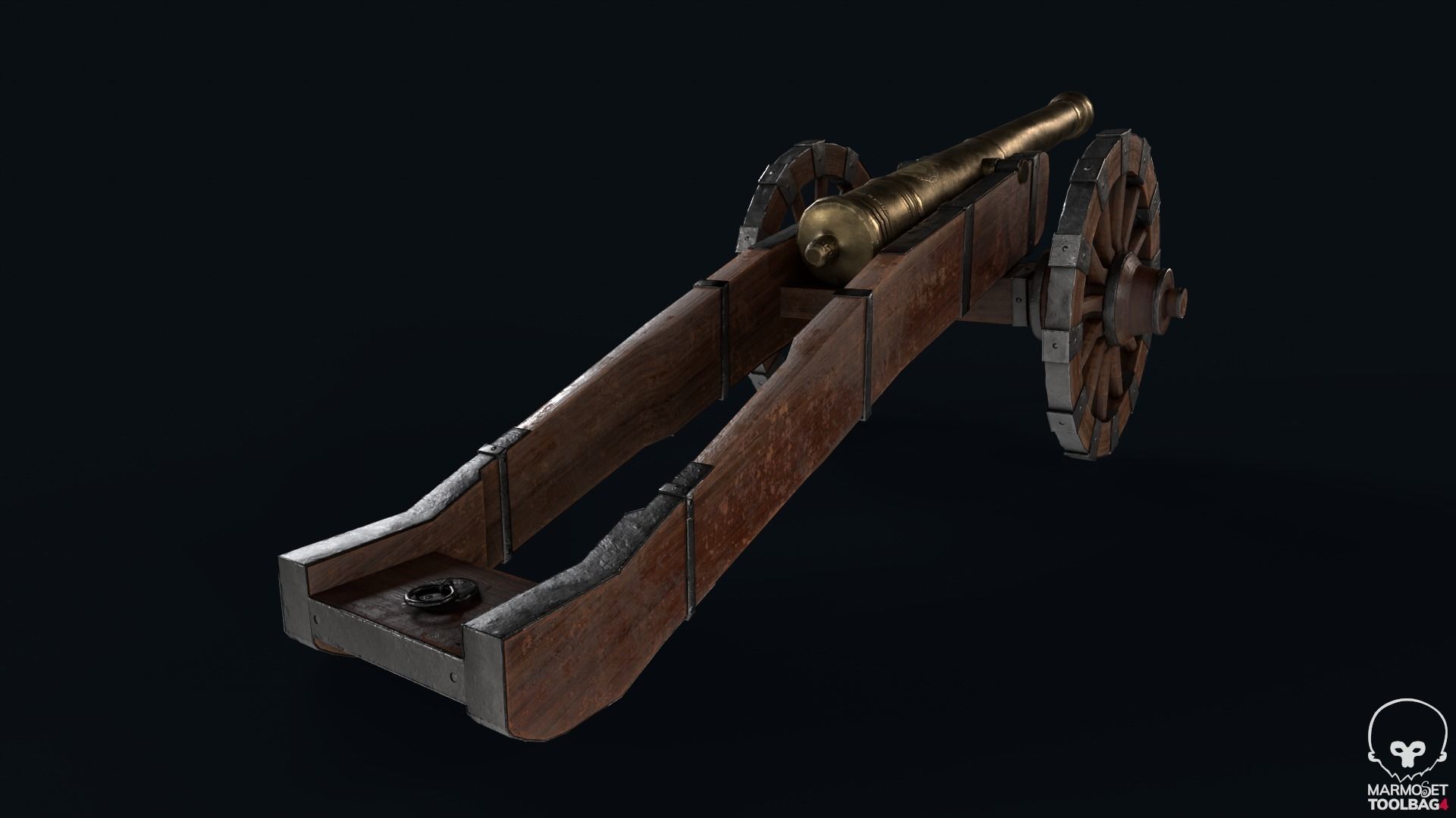 18th Cannon Low-poly 3D model_5