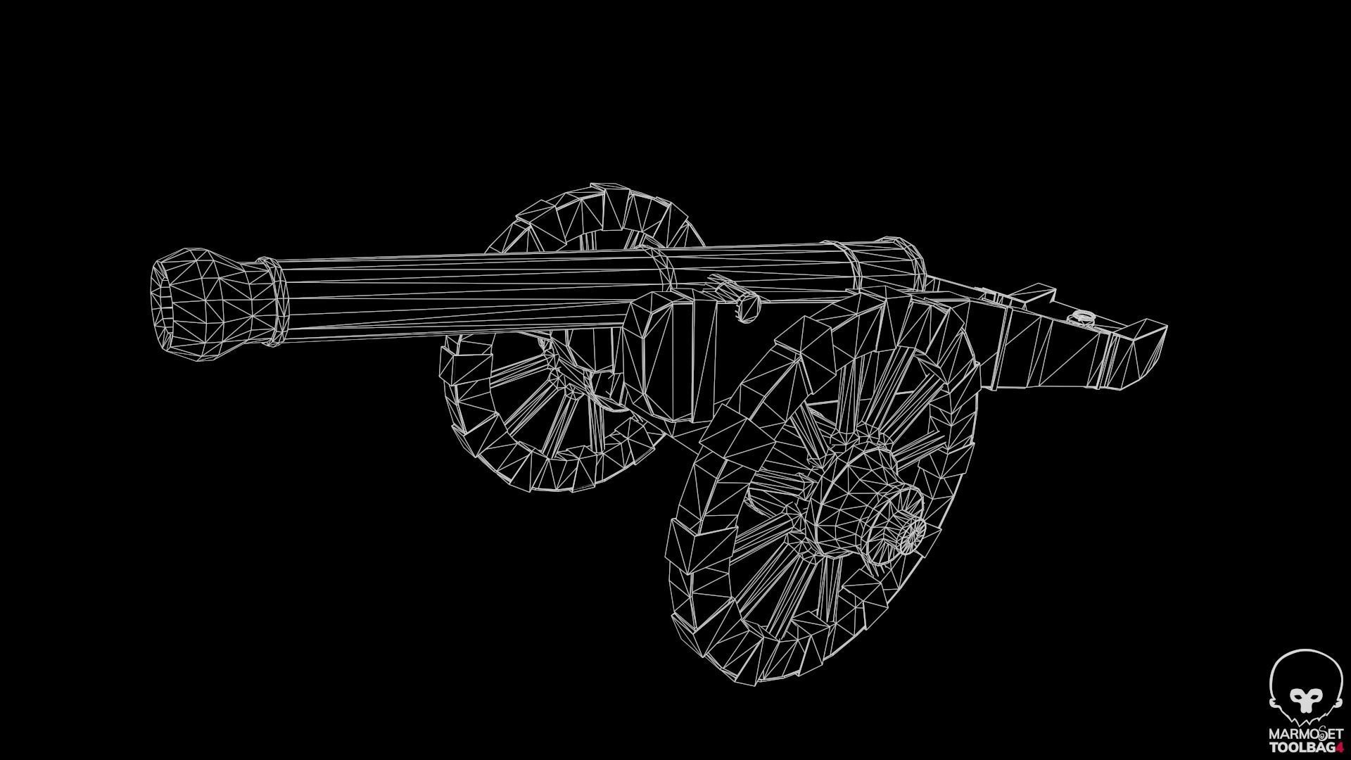 18th Cannon Low-poly 3D model_14