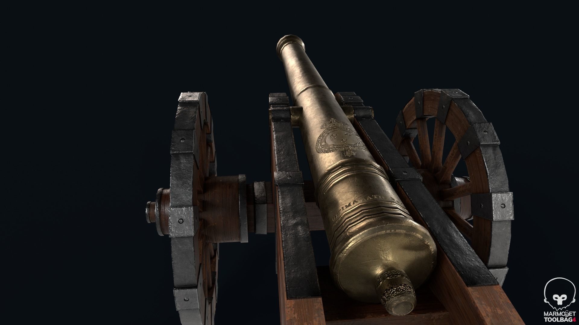18th Cannon Low-poly 3D model_11