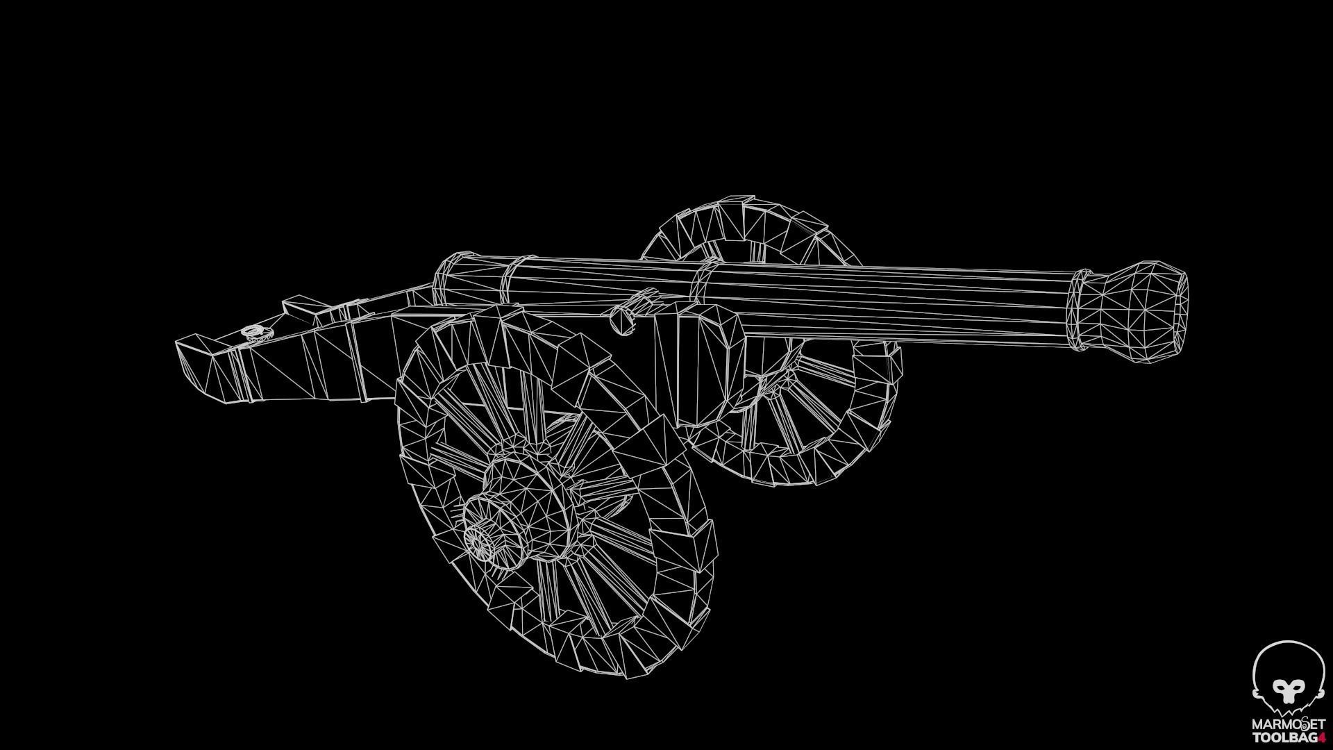 18th Cannon Low-poly 3D model_13