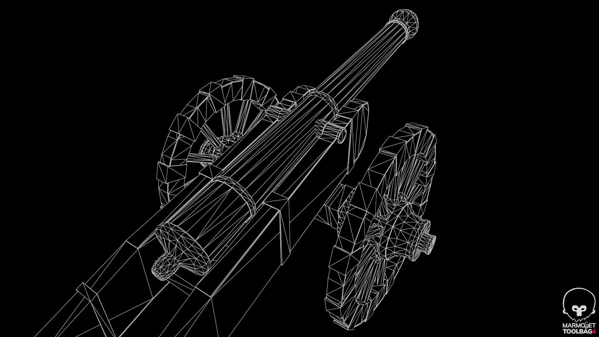 18th Cannon Low-poly 3D model_20