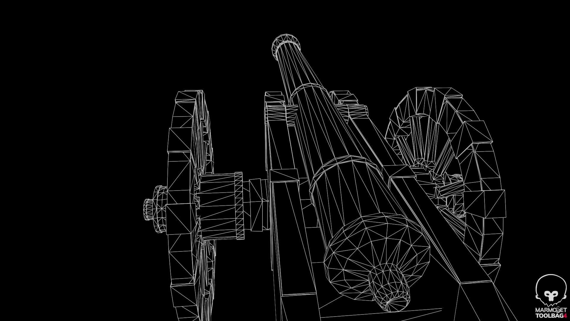 18th Cannon Low-poly 3D model_22