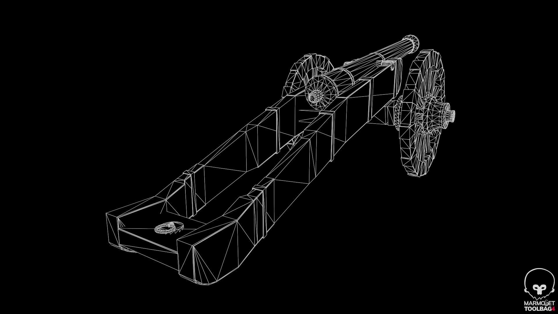 18th Cannon Low-poly 3D model_16