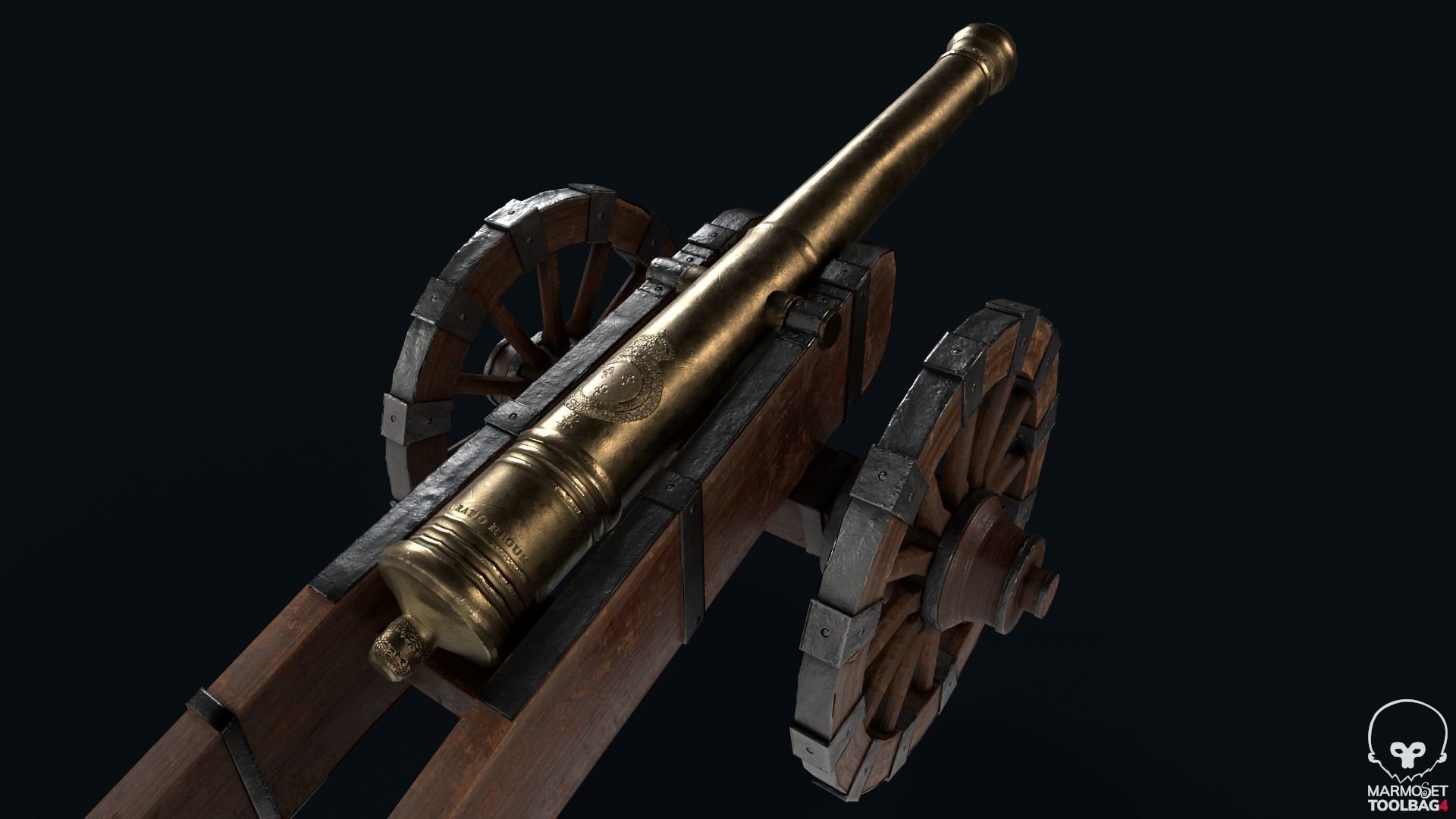 18th Cannon Low-poly 3D model_9