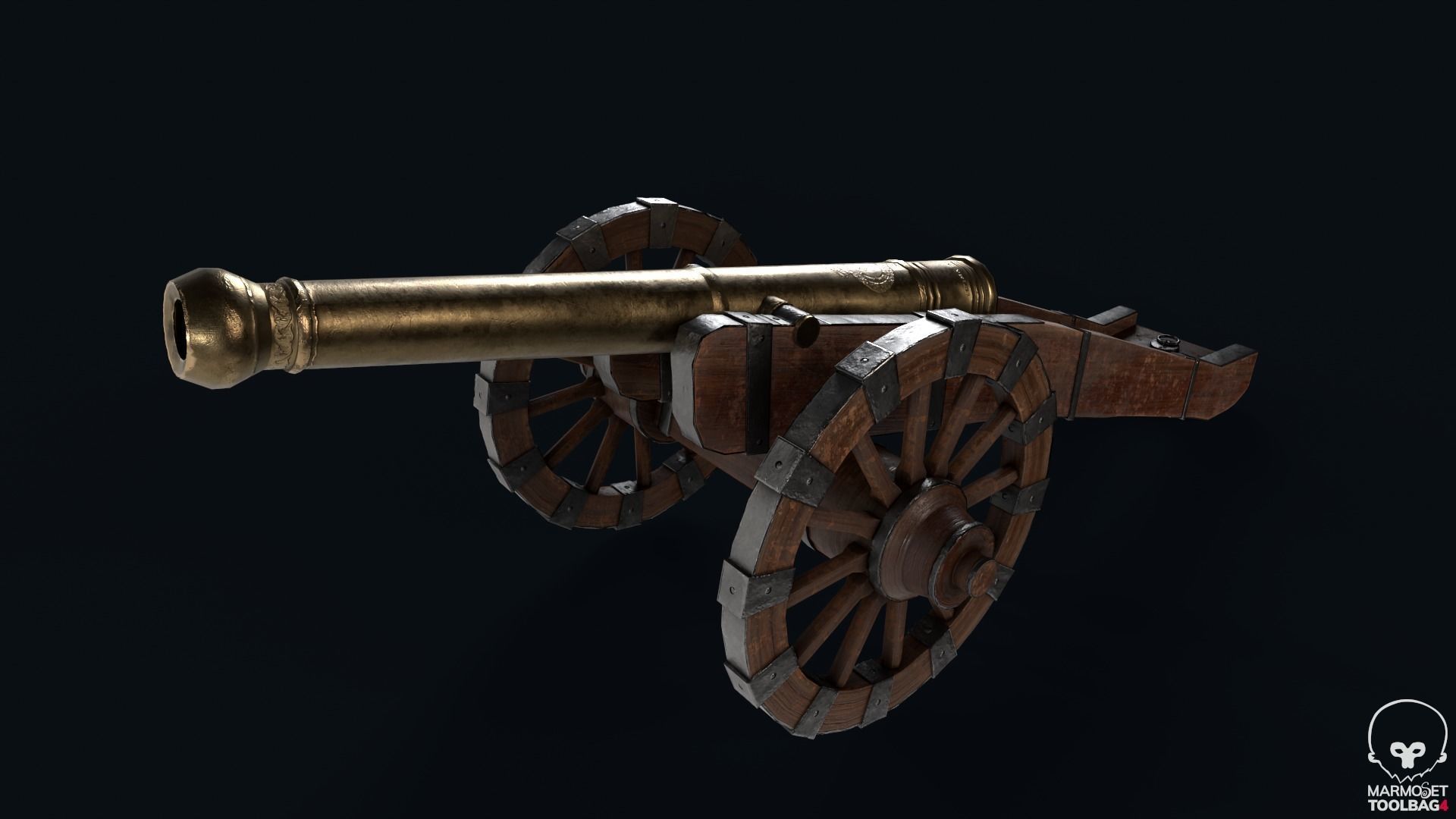 18th Cannon Low-poly 3D model_3
