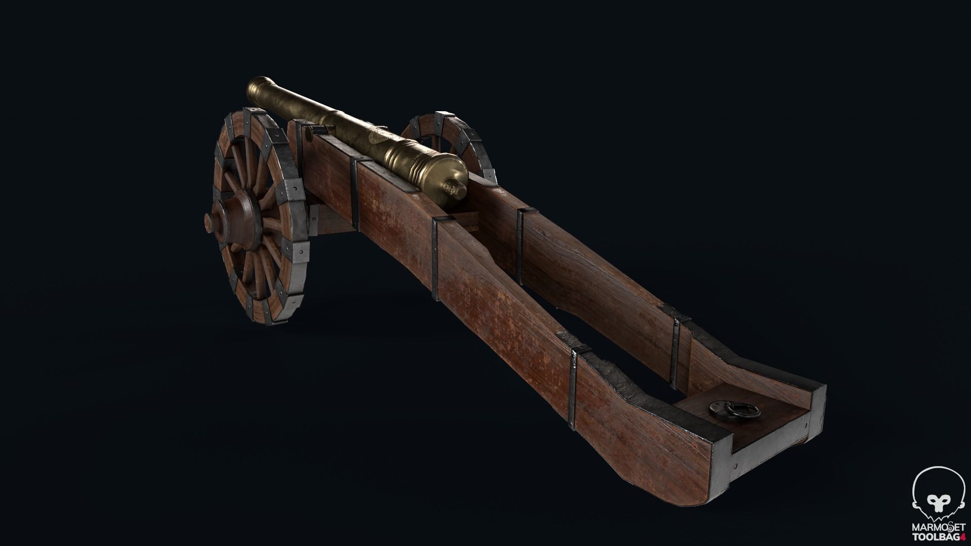 18th Cannon Low-poly 3D model_6