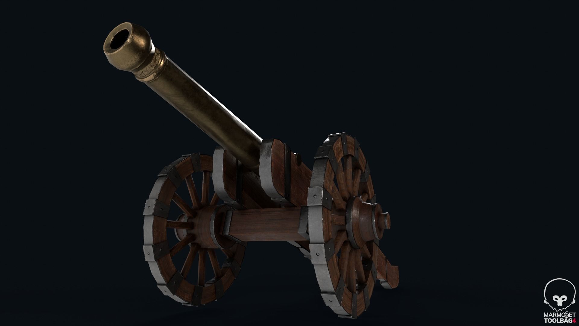 18th Cannon Low-poly 3D model_4