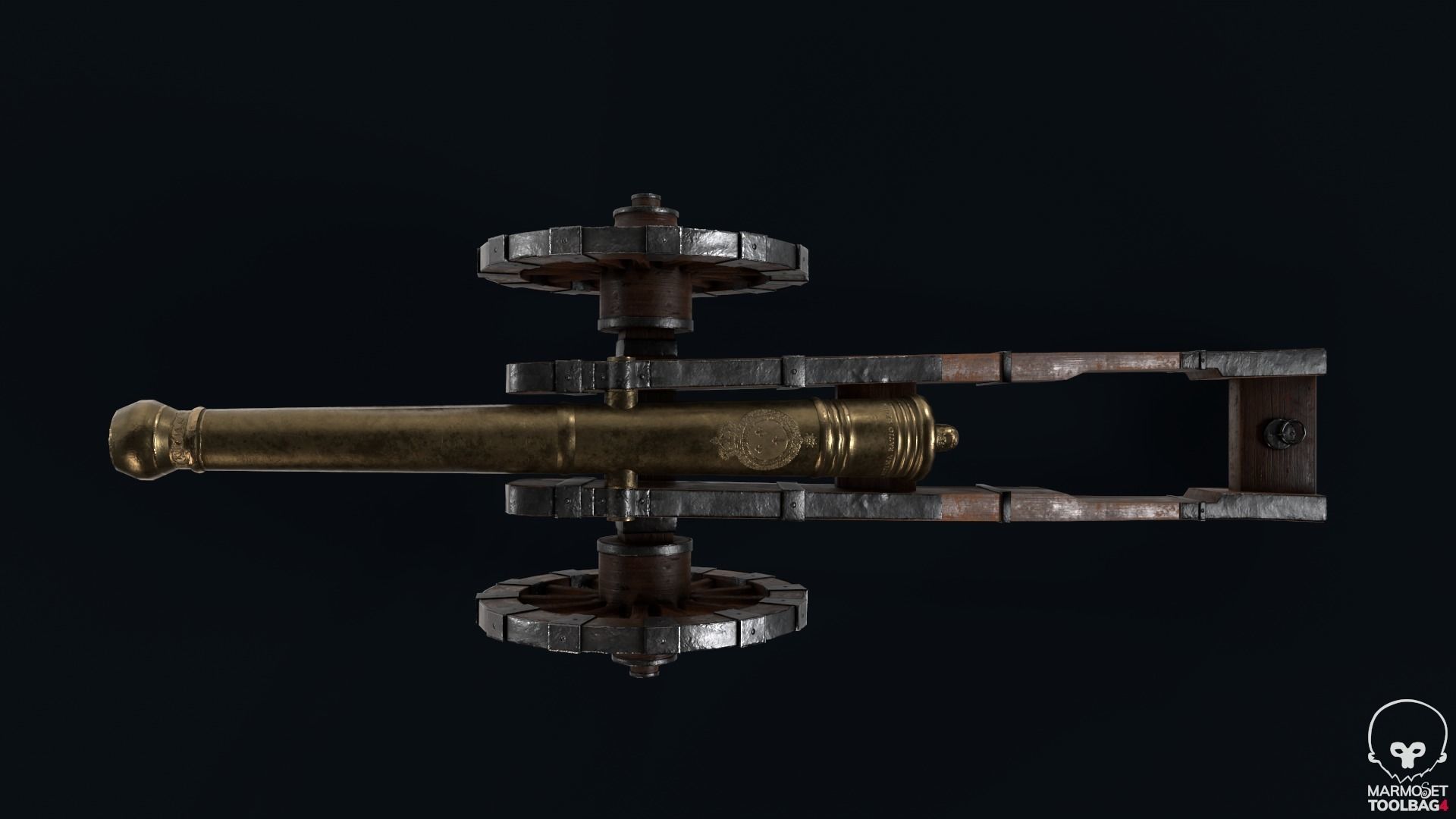 18th Cannon Low-poly 3D model_7
