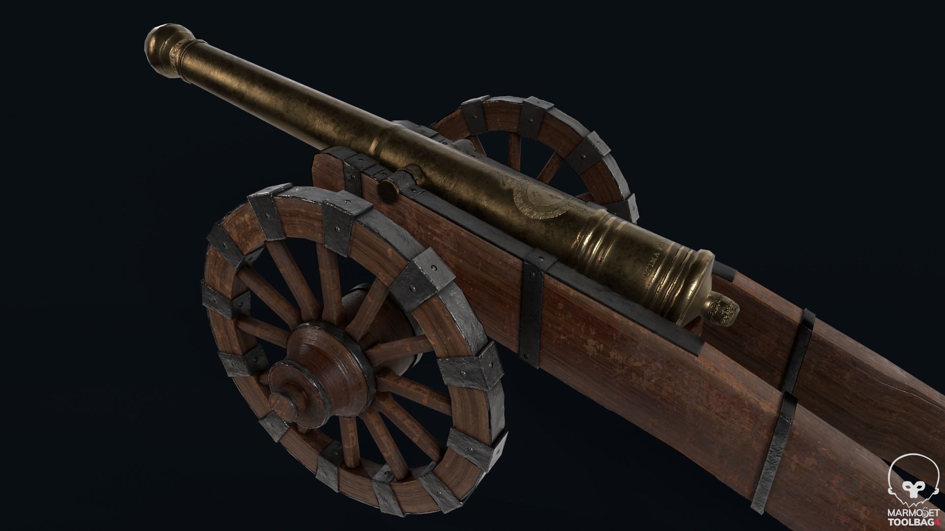 18th Cannon Low-poly 3D model_8