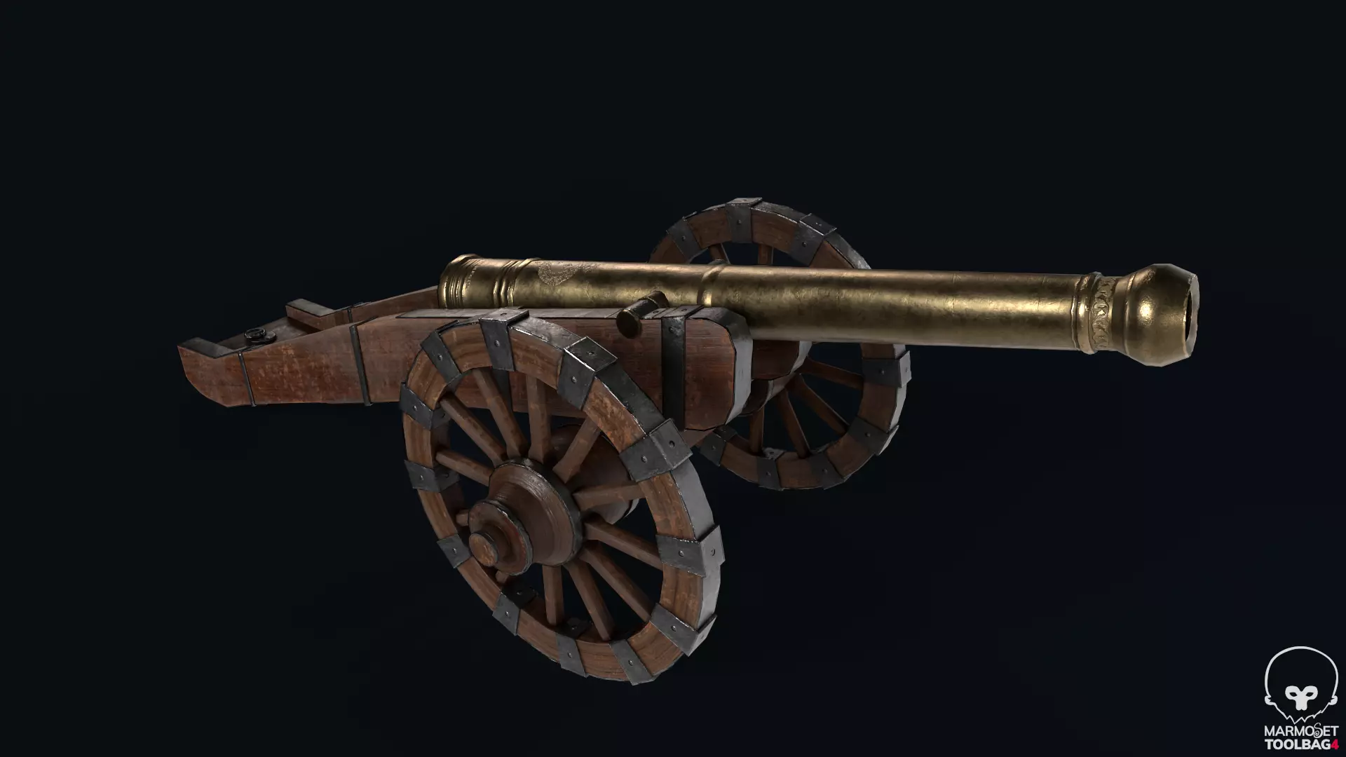 18th Cannon Low-poly 3D model_0