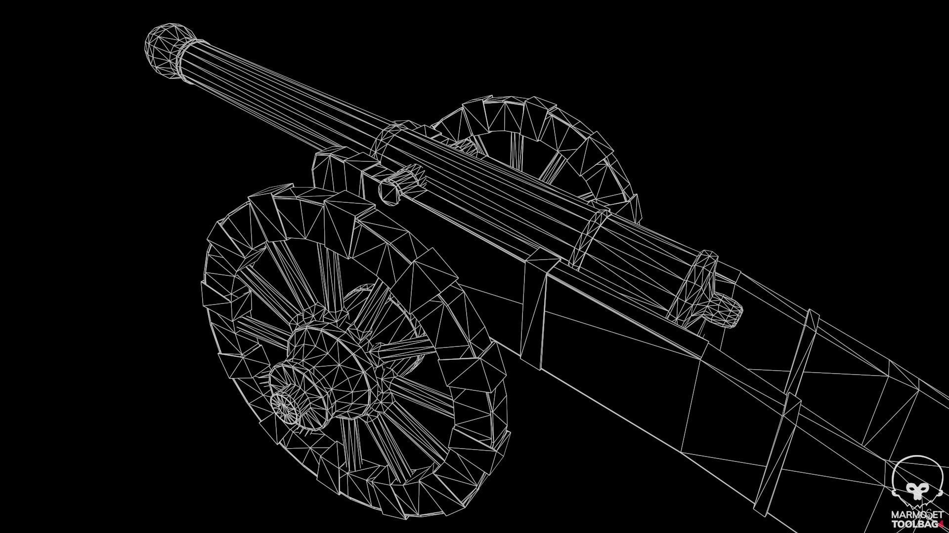 18th Cannon Low-poly 3D model_19