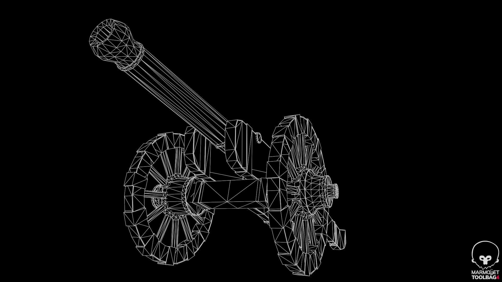 18th Cannon Low-poly 3D model_15