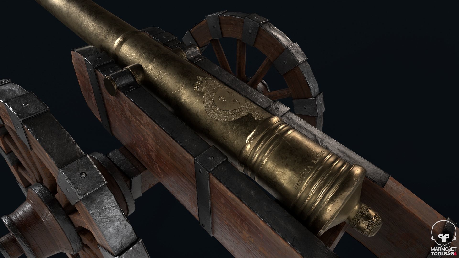 18th Cannon Low-poly 3D model_10