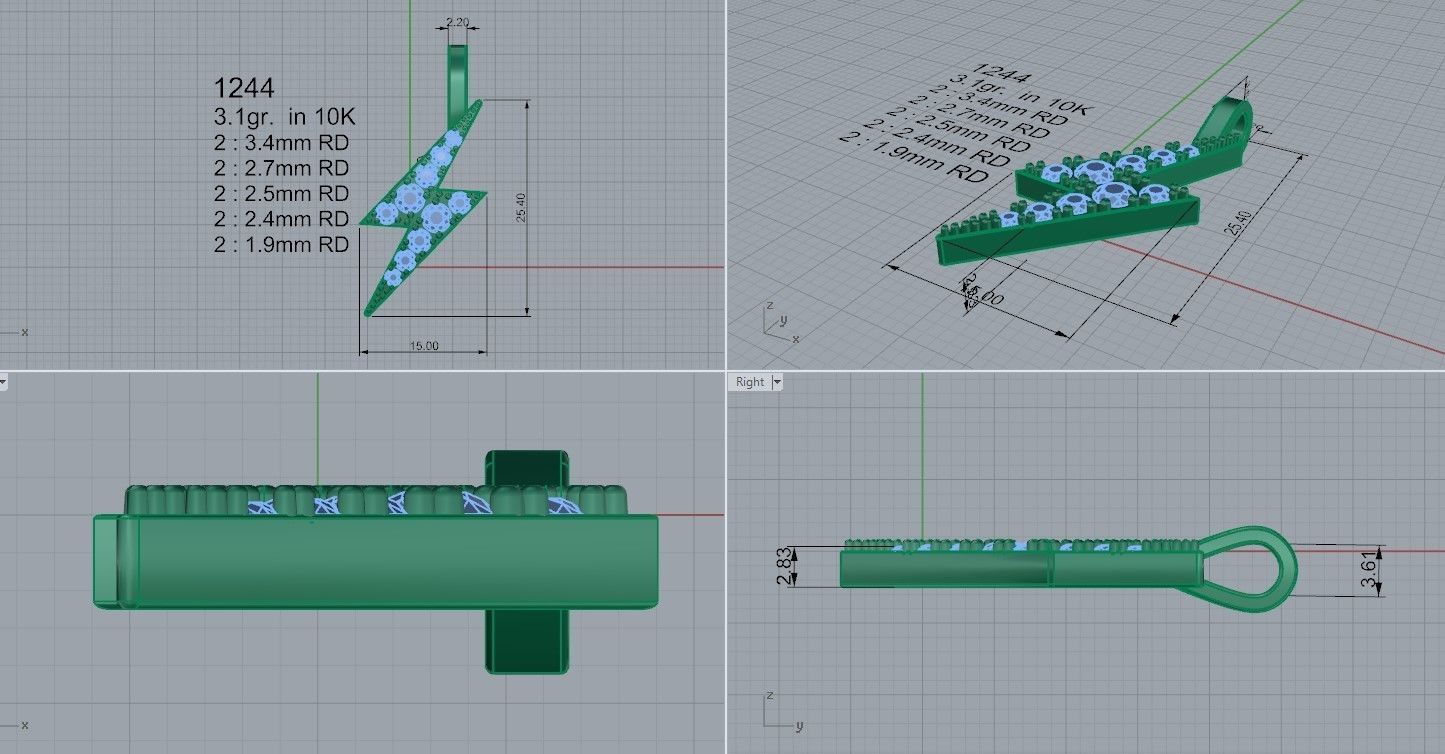 Flash Light Diamond Pendant 1244 3D print model_4