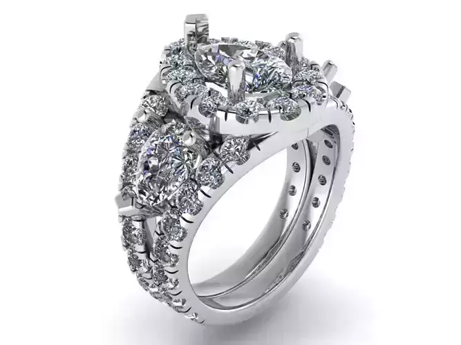 Pear Halo Diamond Ring 1246