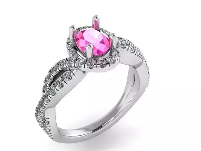 Oval Halo Twisted Ring 1252