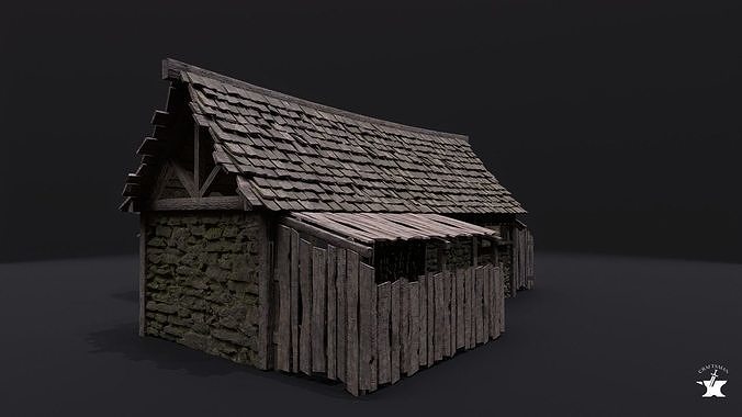 Realistic Medieval Forge Low-poly 3D model 3