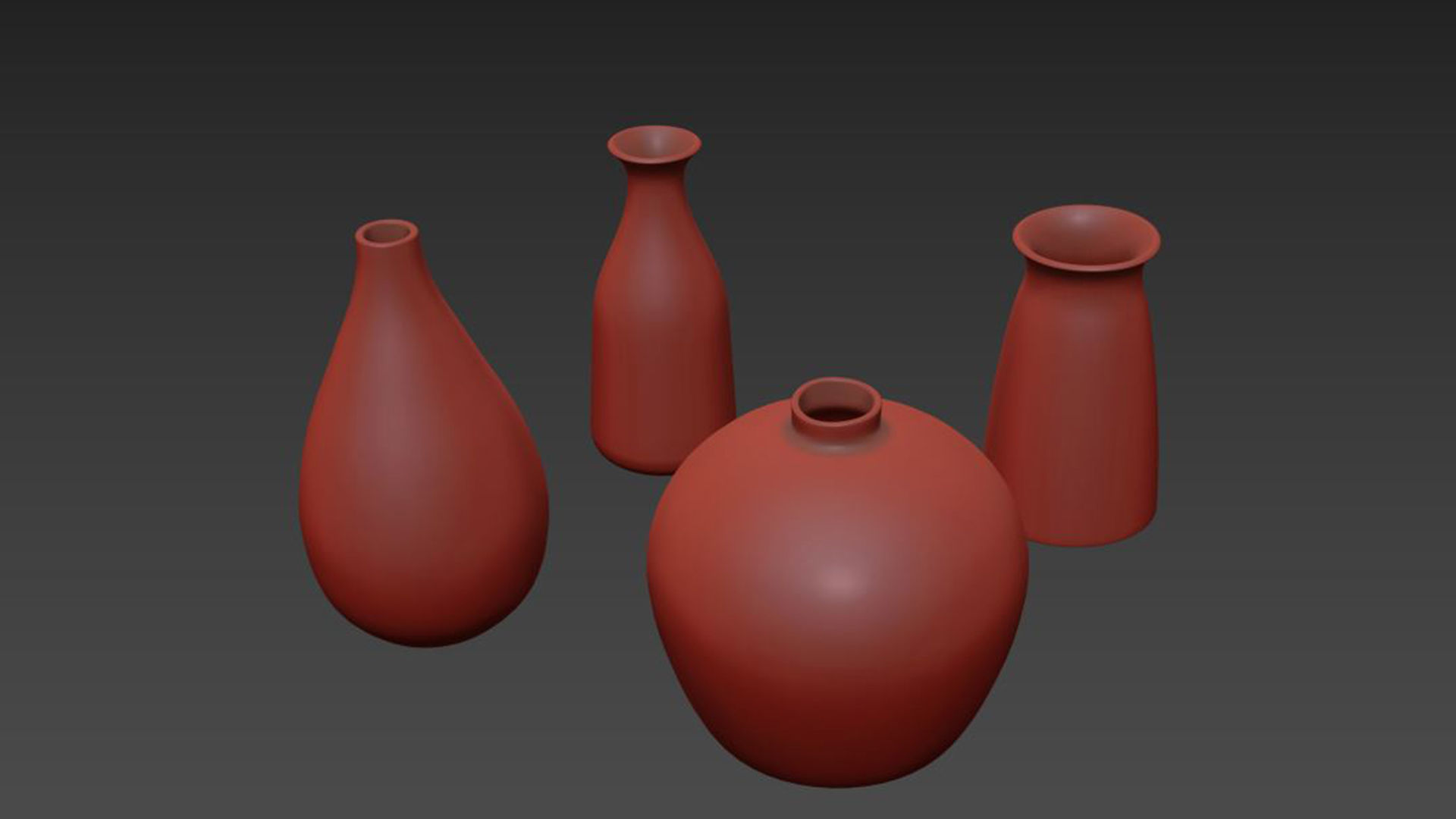 Decorative glazed ceramic vase set 3D model_5