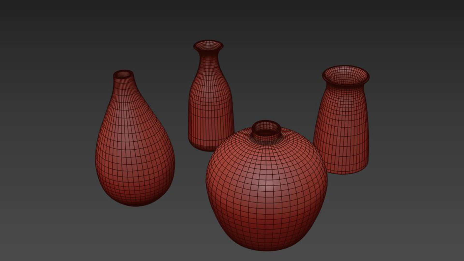 Decorative glazed ceramic vase set 3D model_6