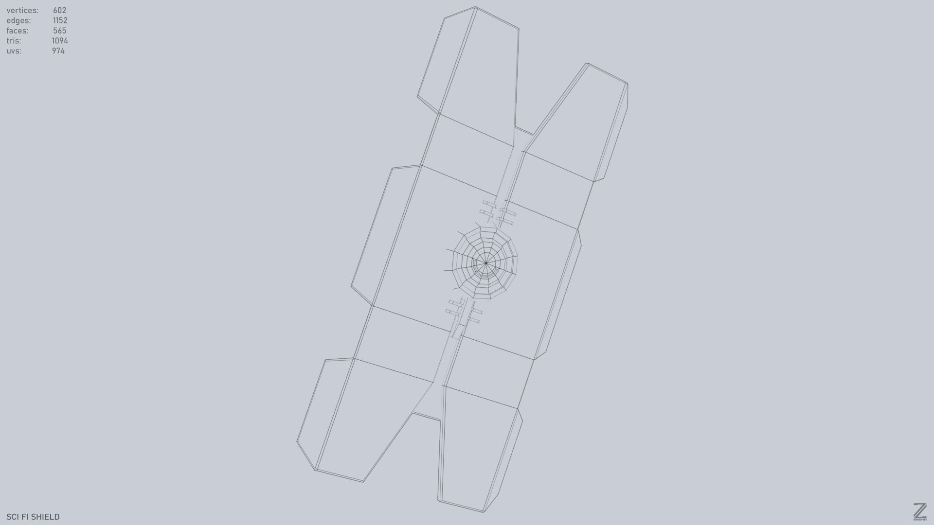 Sci fi shield Low-poly 3D model_14