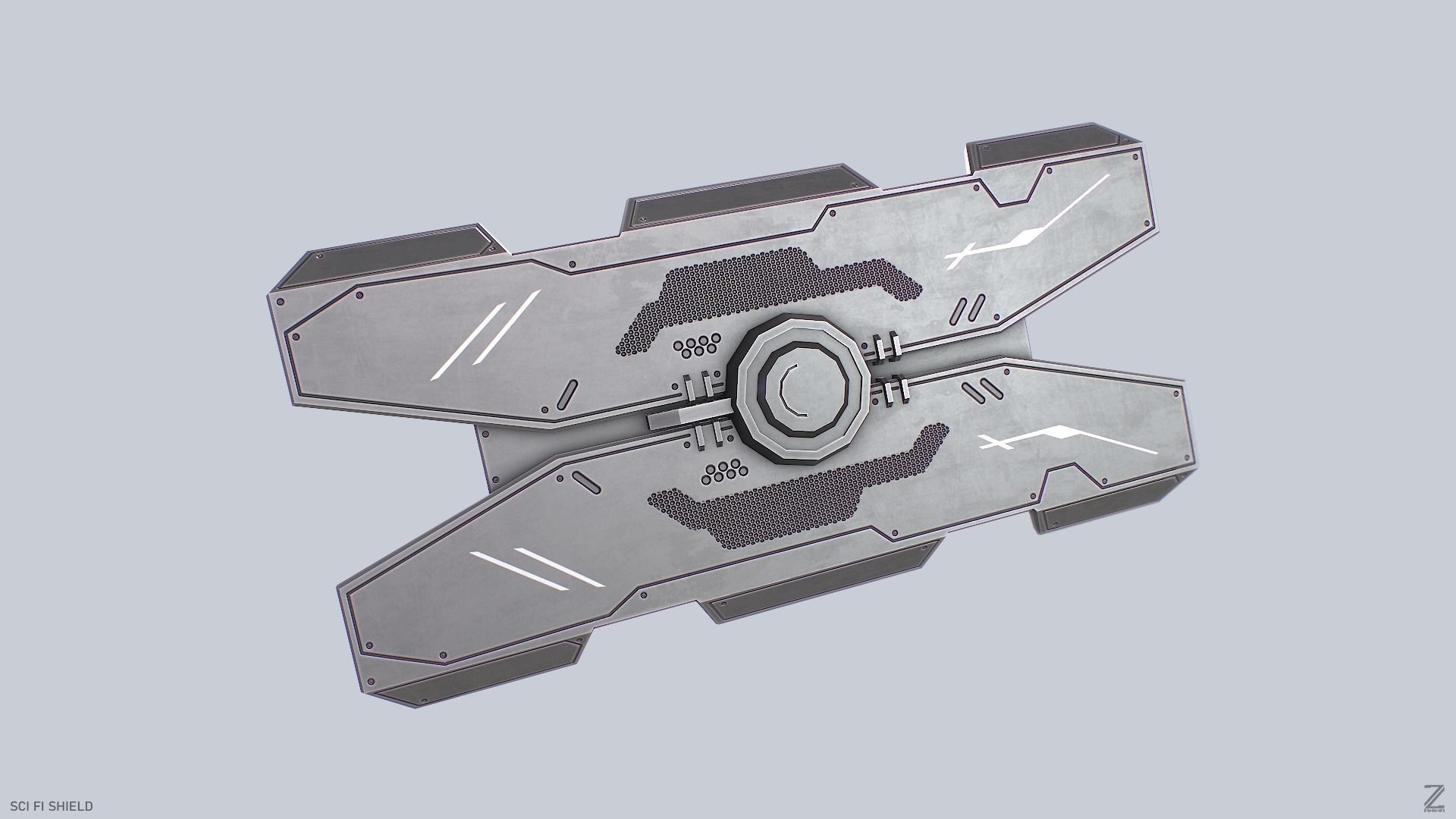 Sci fi shield Low-poly 3D model_7