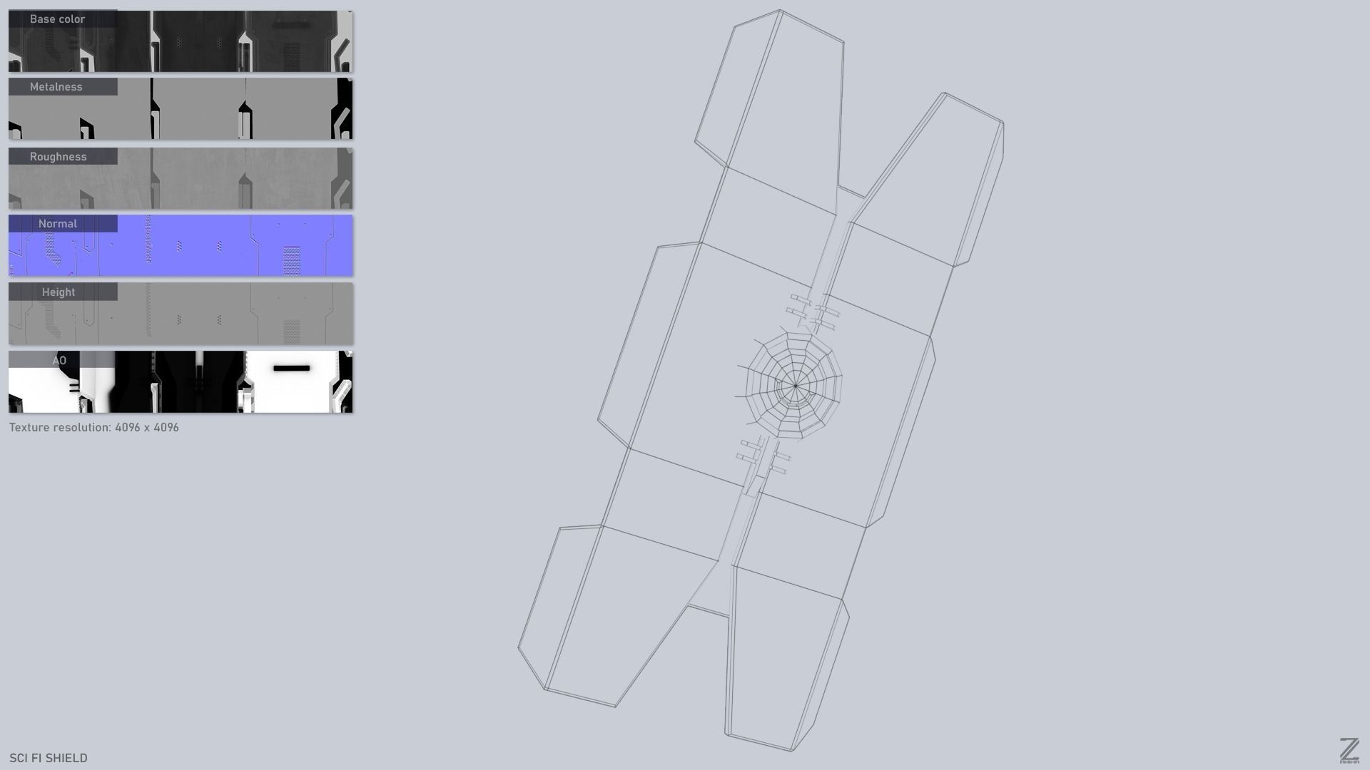 Sci fi shield Low-poly 3D model_2