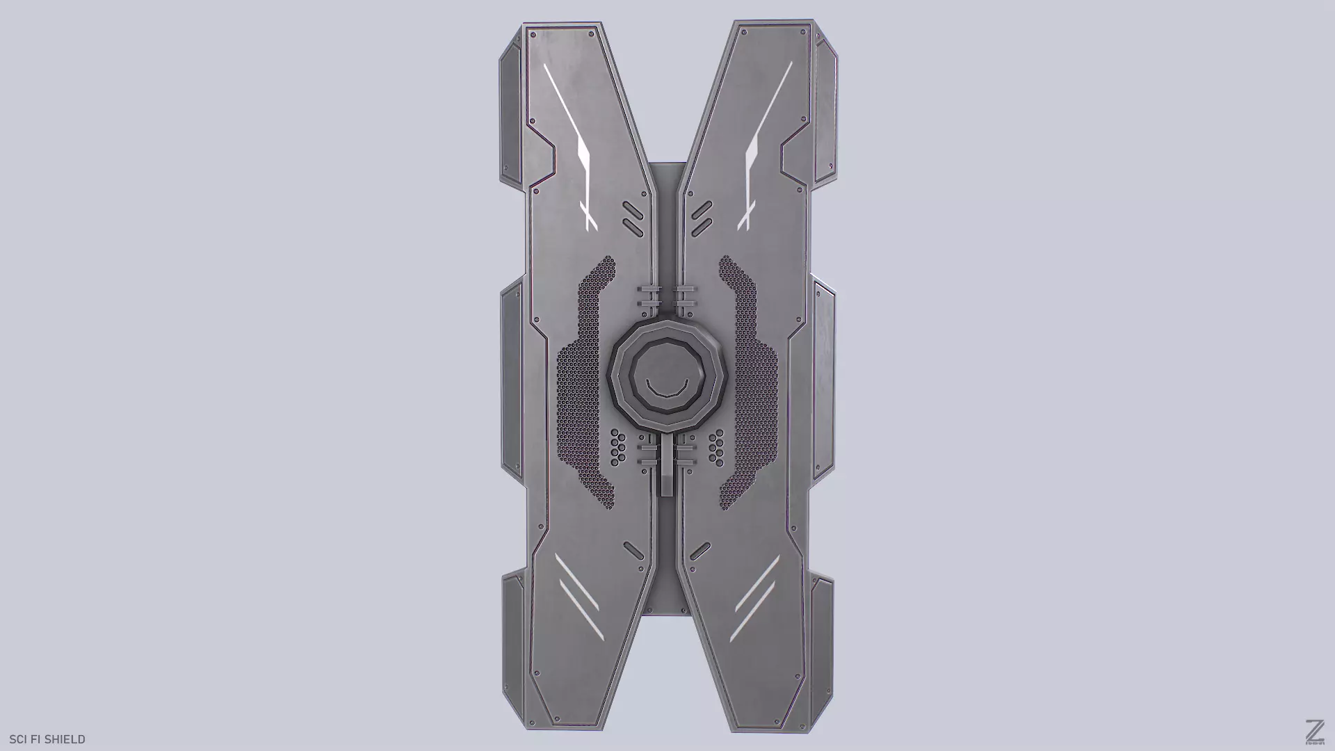 Sci fi shield Low-poly 3D model_0