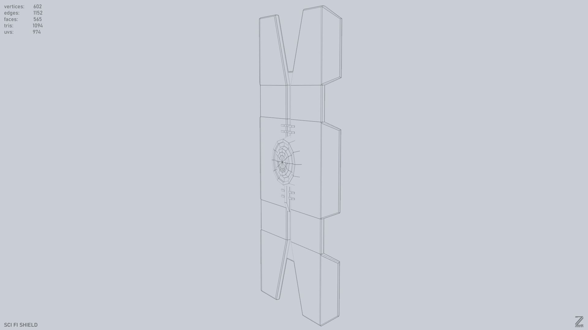 Sci fi shield Low-poly 3D model_9