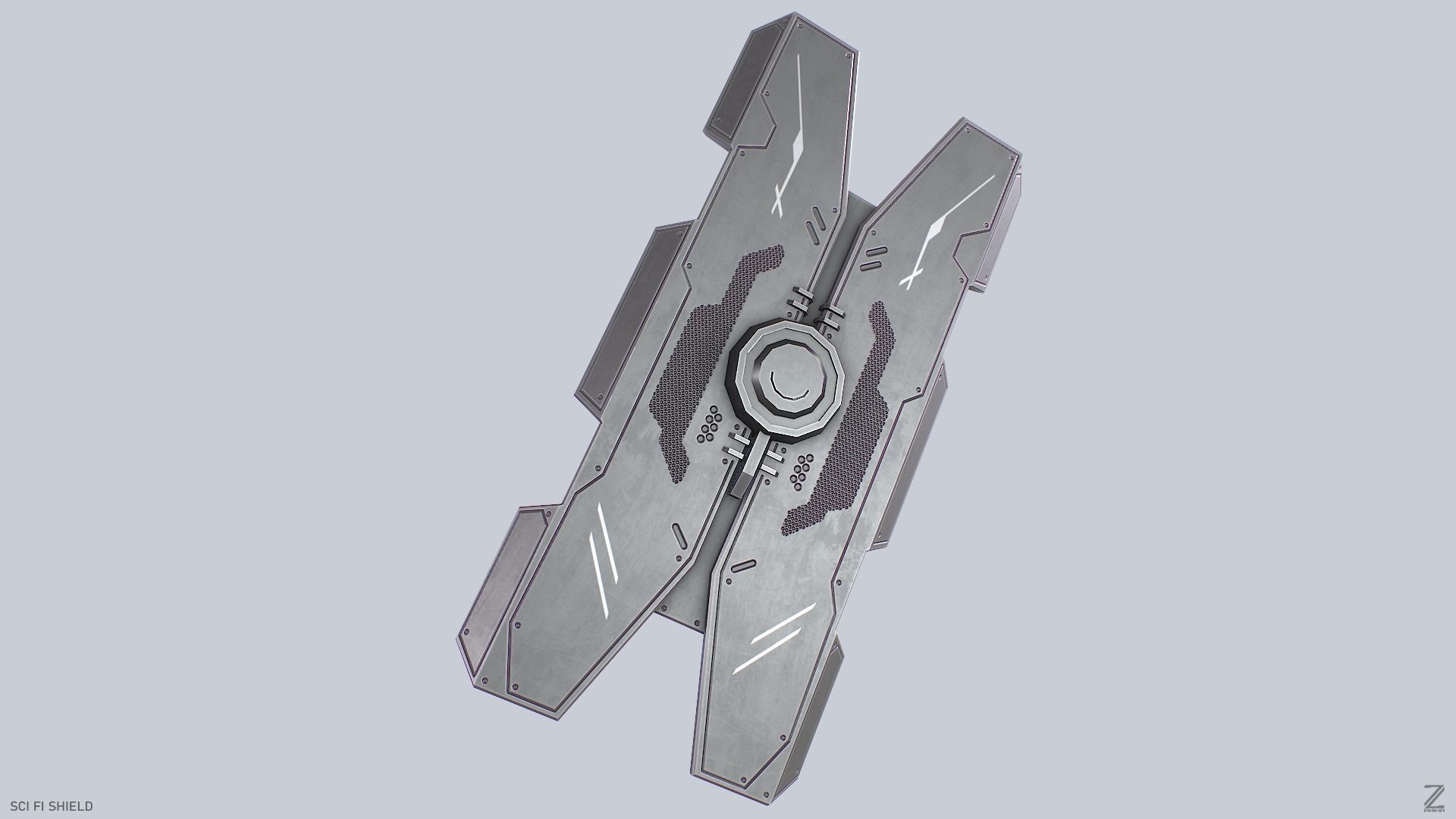 Sci fi shield Low-poly 3D model_6
