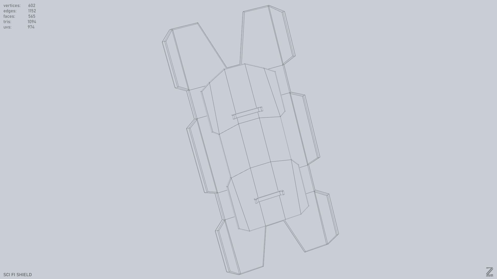 Sci fi shield Low-poly 3D model_12