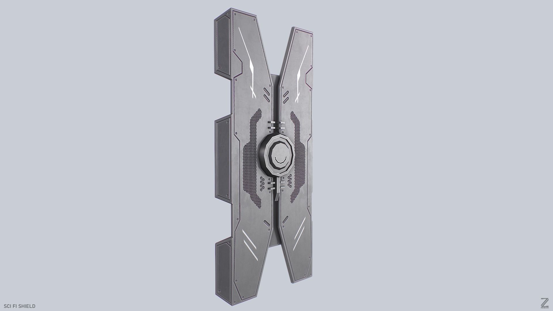 Sci fi shield Low-poly 3D model_5