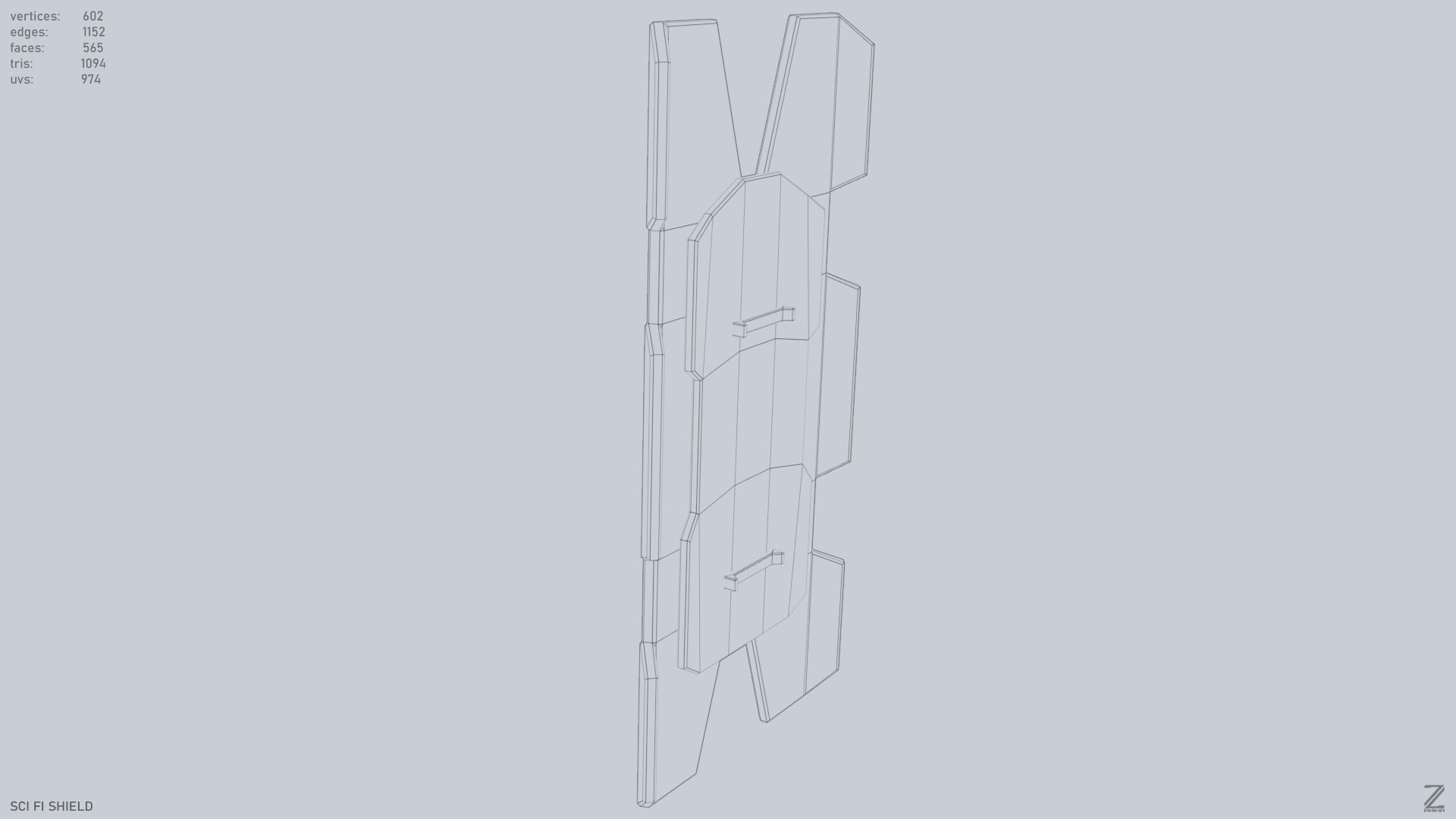 Sci fi shield Low-poly 3D model_11
