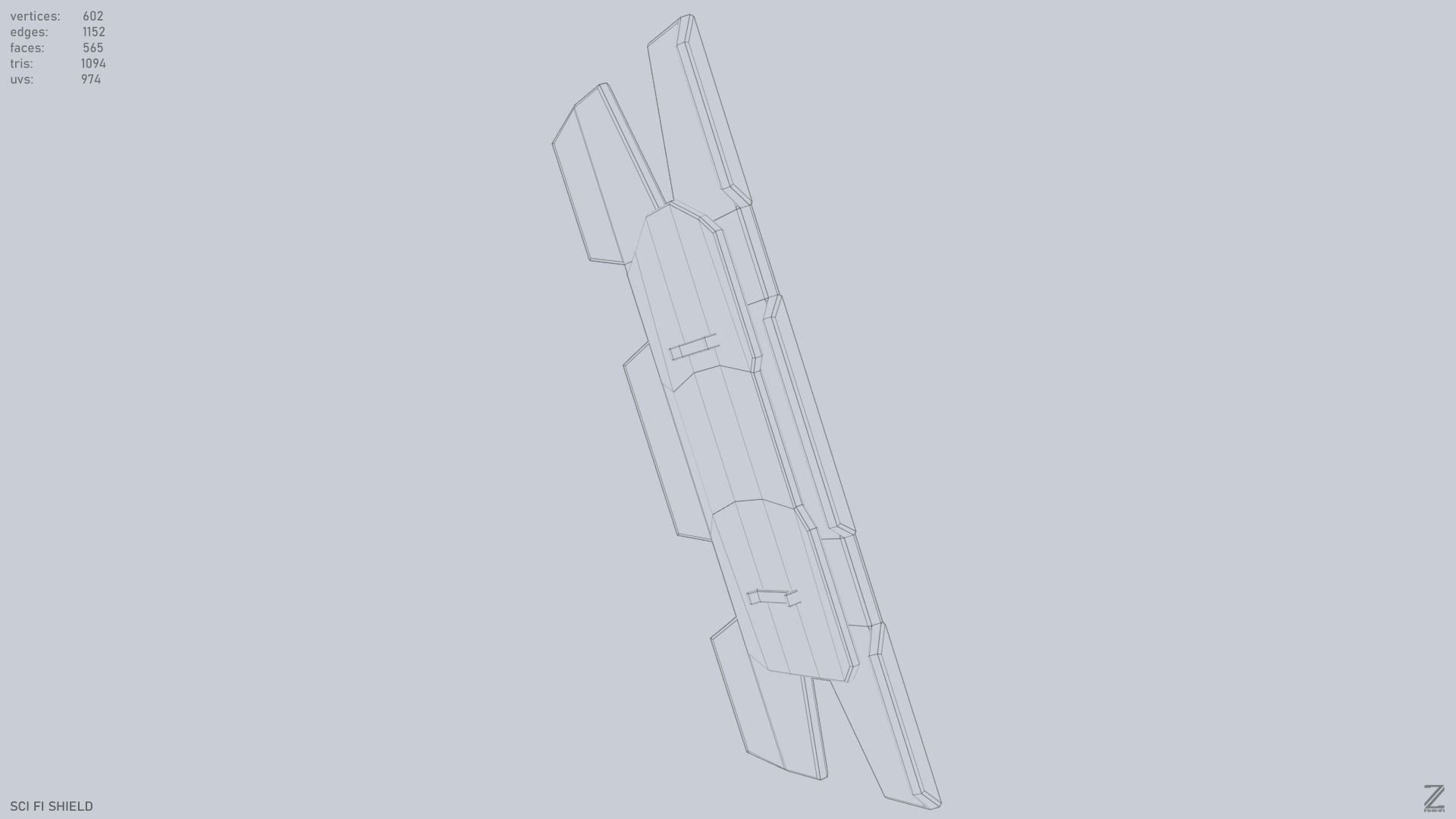 Sci fi shield Low-poly 3D model_13
