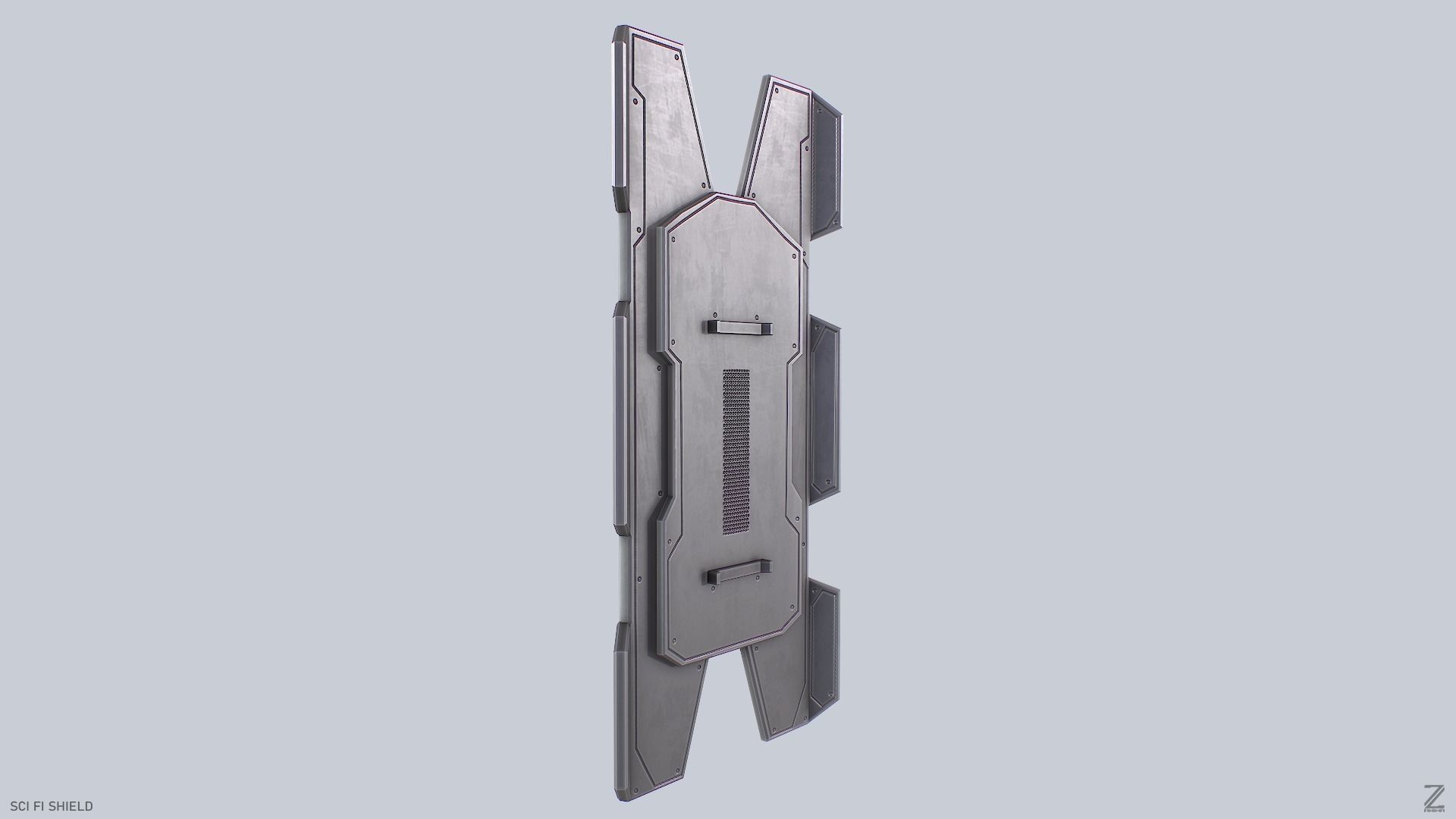 Sci fi shield Low-poly 3D model_3