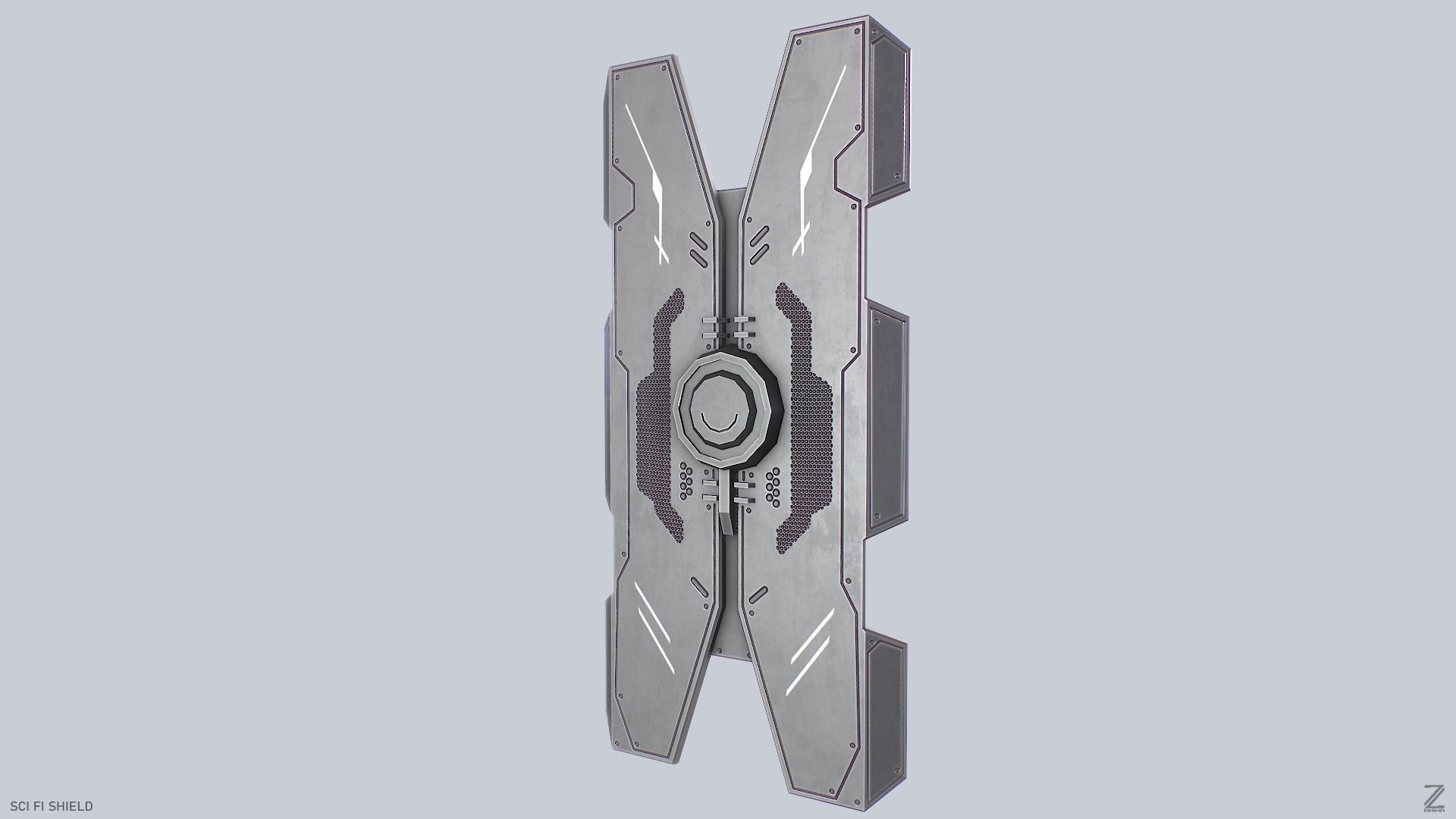 Sci fi shield Low-poly 3D model_1