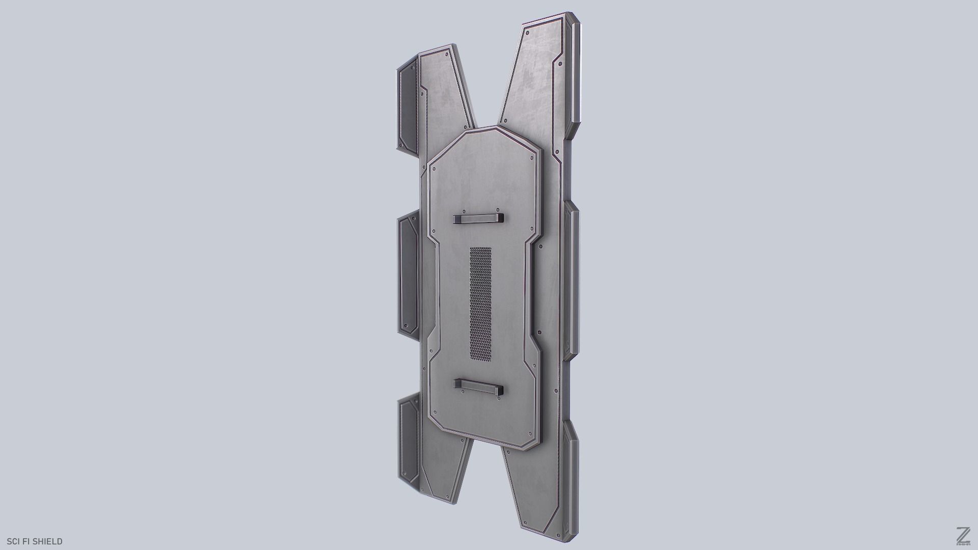 Sci fi shield Low-poly 3D model_4