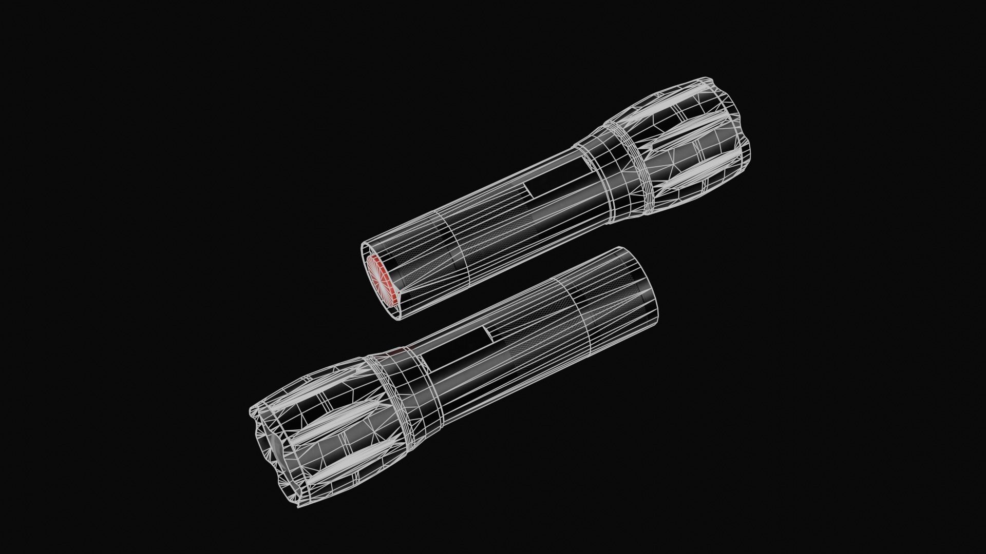 Tactical LED Flashlight Low-poly 3D model_15