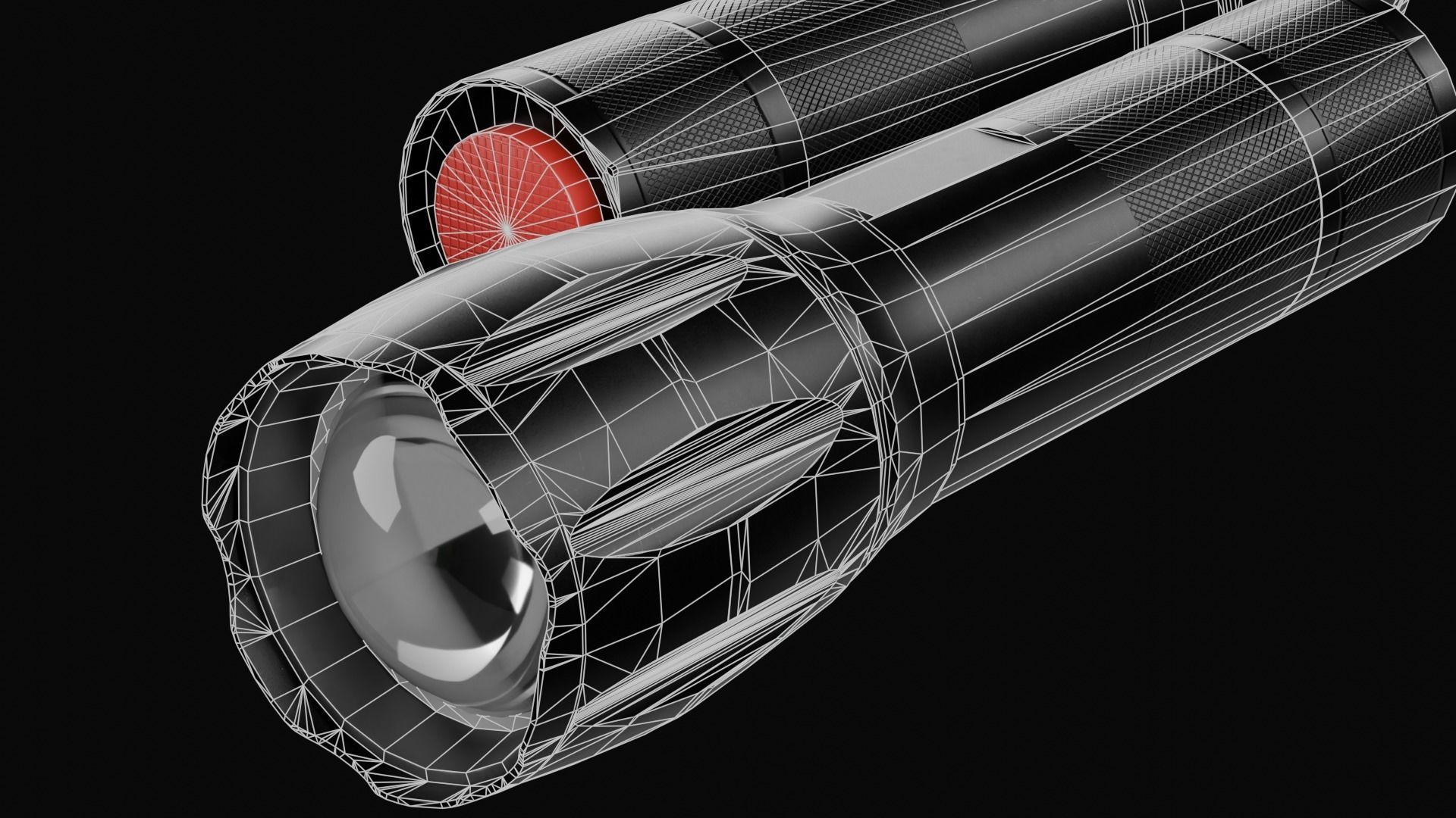 Tactical LED Flashlight Low-poly 3D model_10