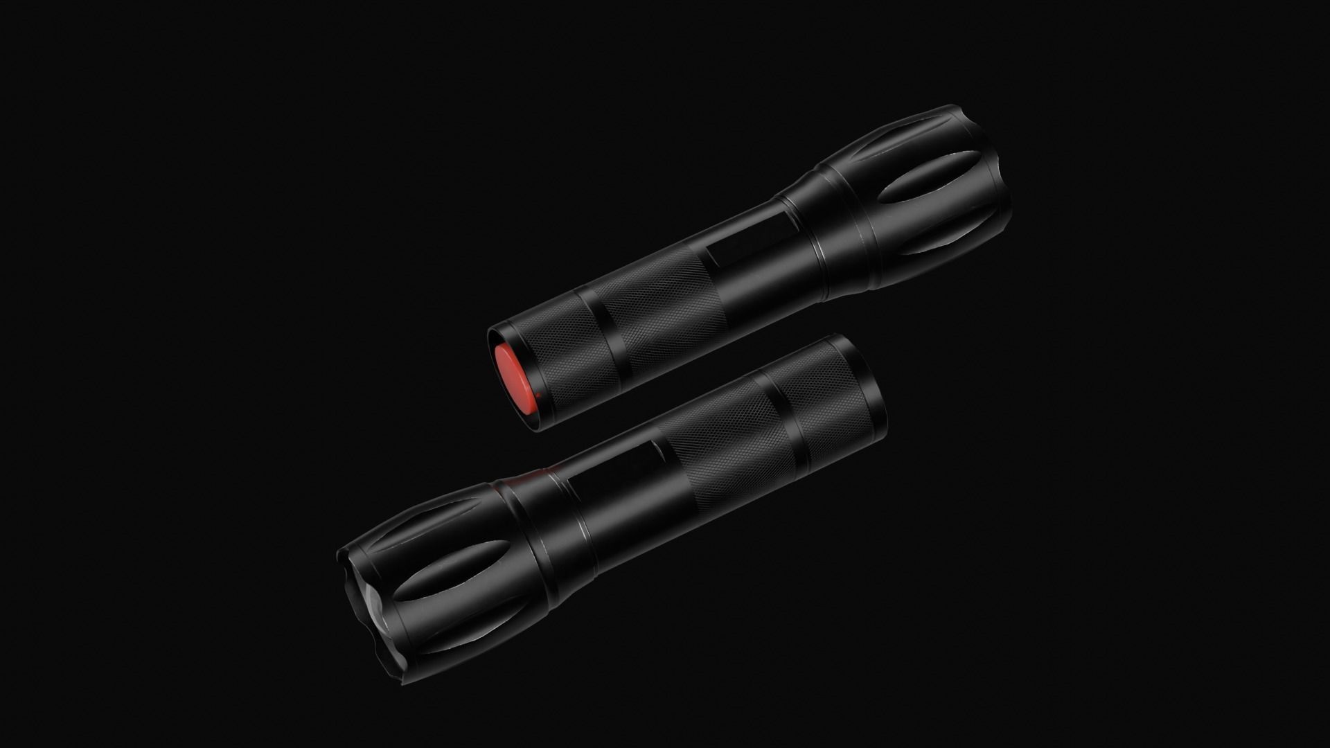 Tactical LED Flashlight Low-poly 3D model_7