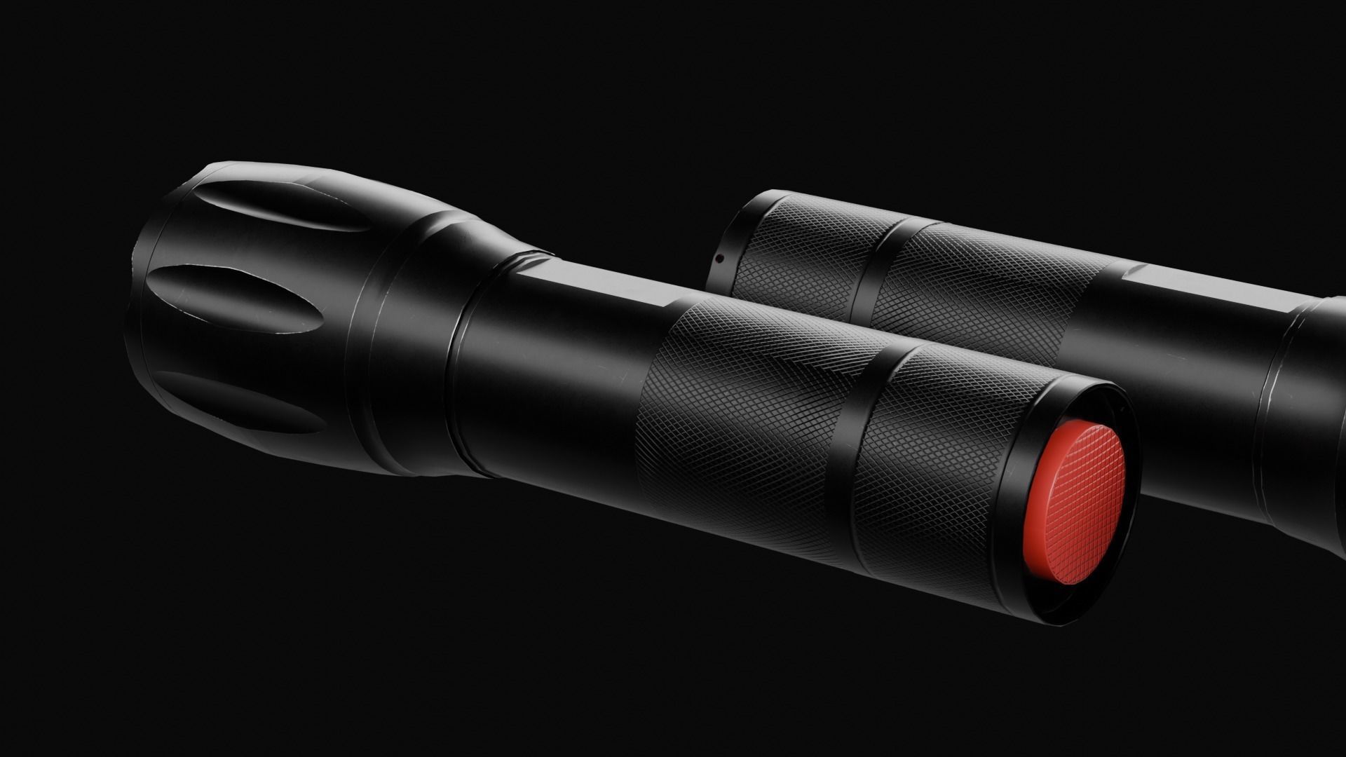 Tactical LED Flashlight Low-poly 3D model_5