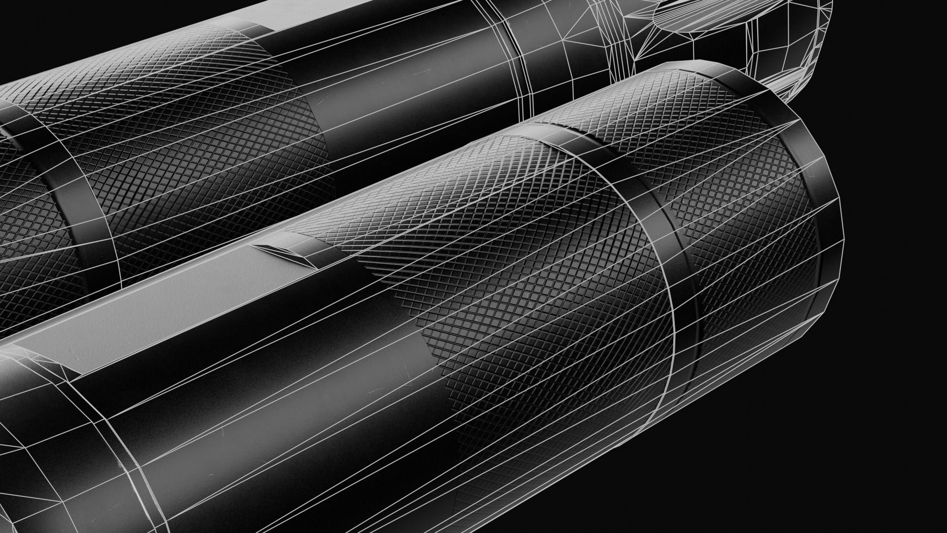 Tactical LED Flashlight Low-poly 3D model_11