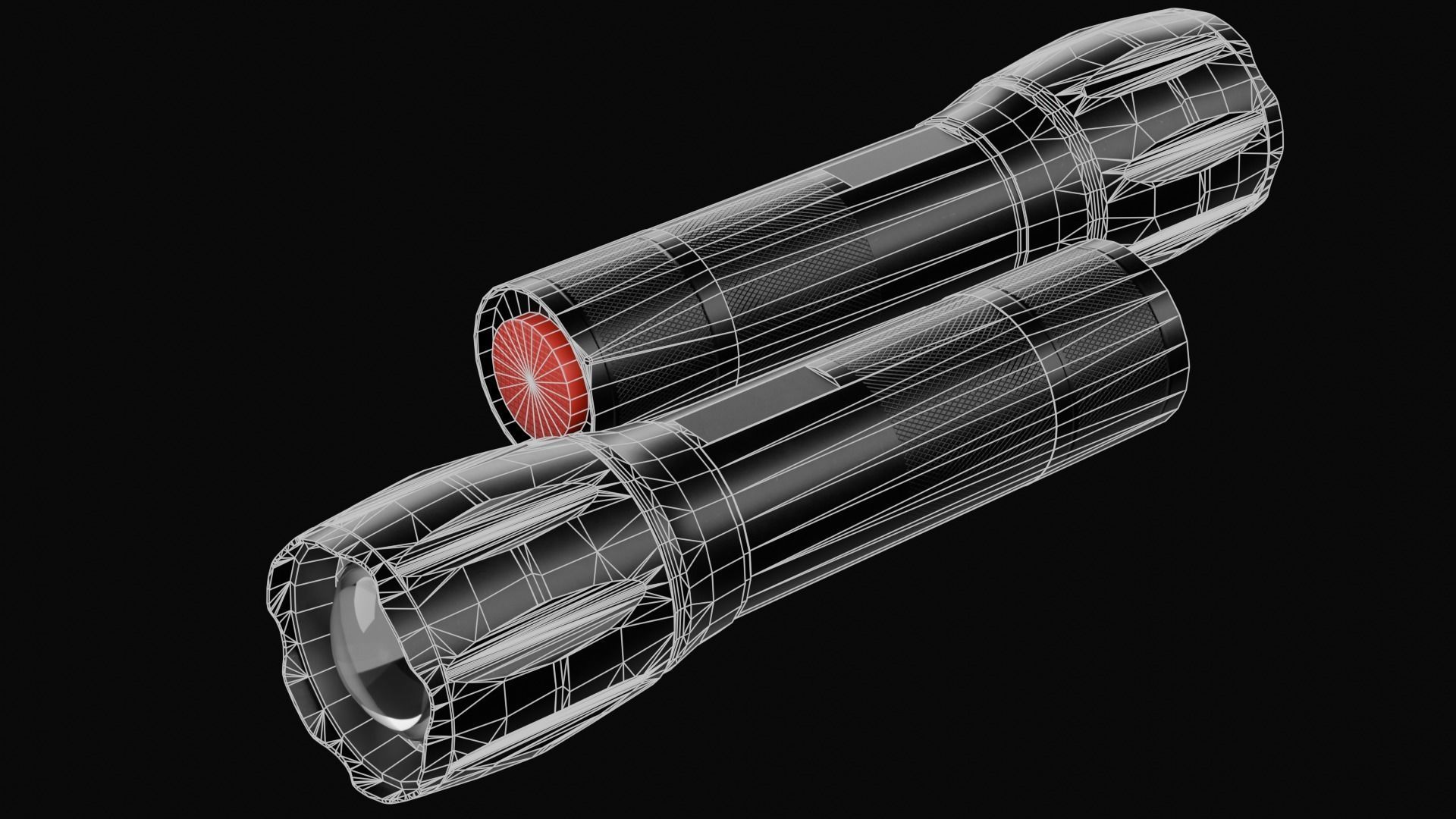 Tactical LED Flashlight Low-poly 3D model_9