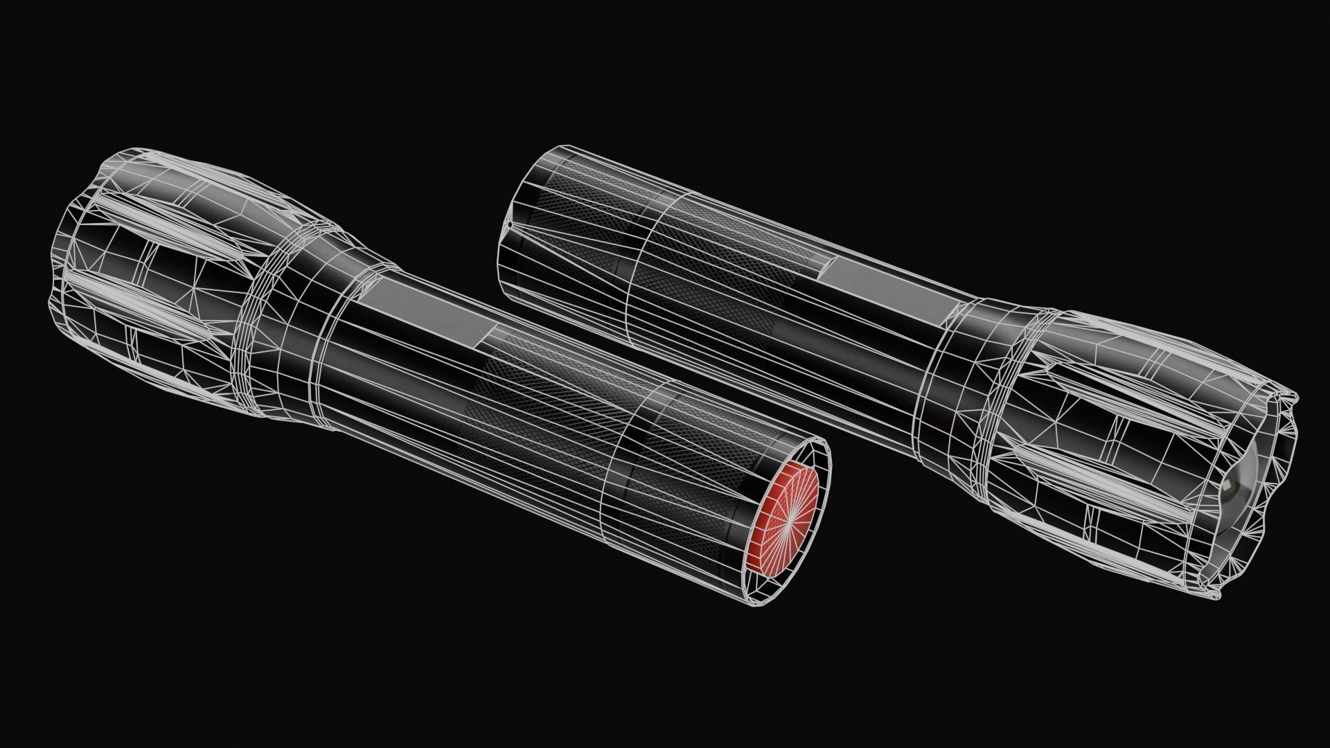 Tactical LED Flashlight Low-poly 3D model_16