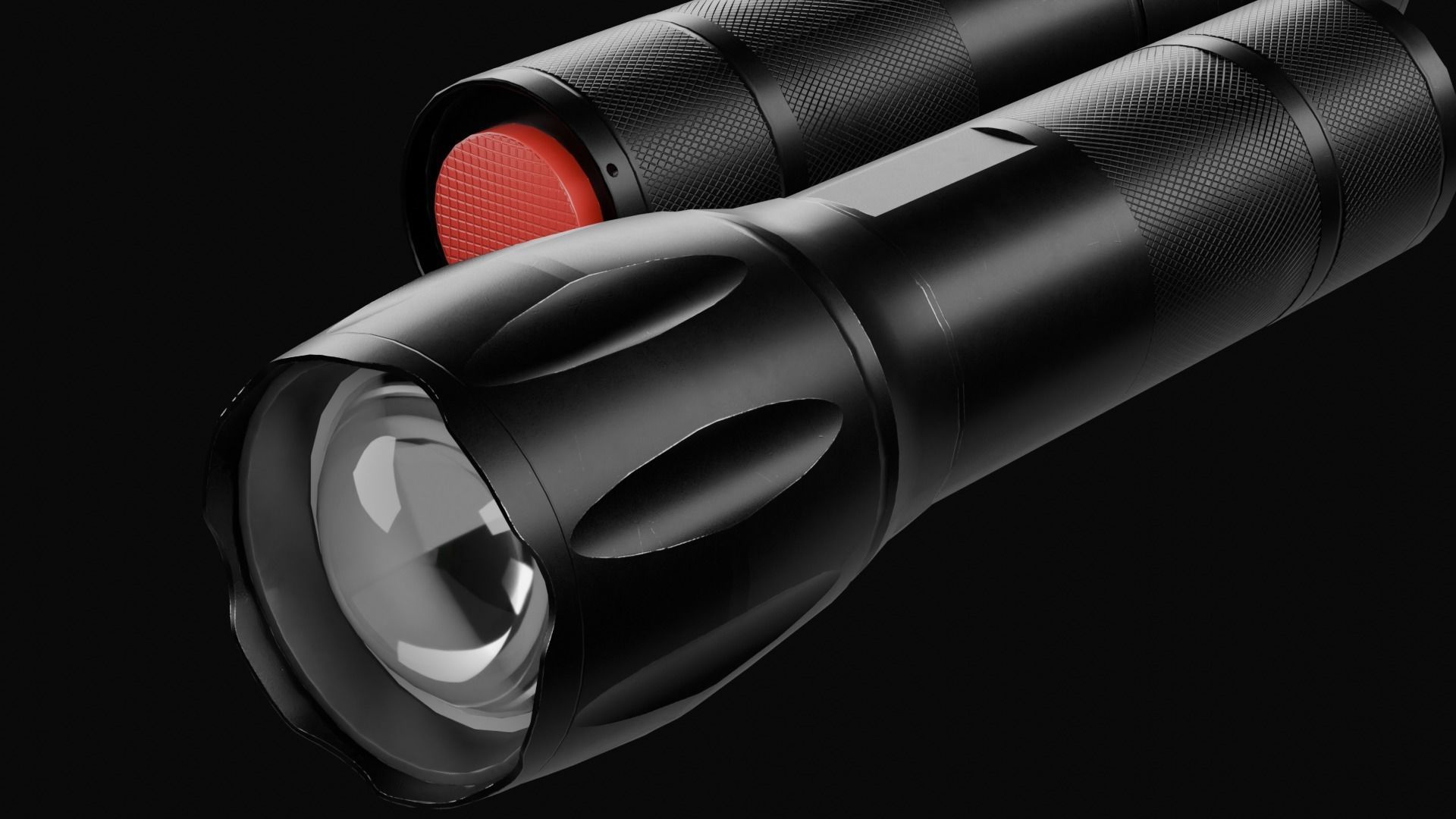 Tactical LED Flashlight Low-poly 3D model_2